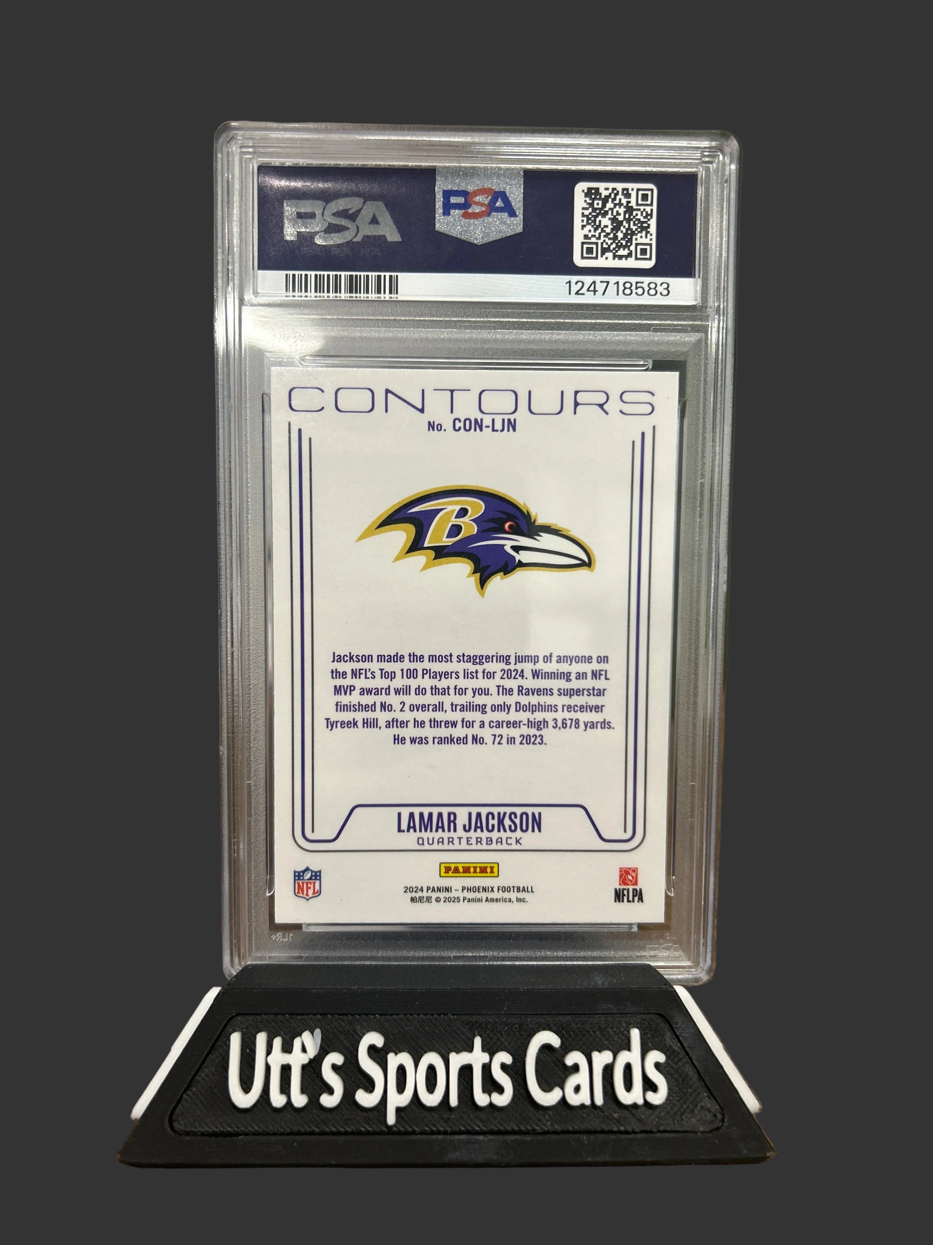2024 Panini Phoenix - Contours Lamar Jackson #CON-LJN Hyper   PSA-10