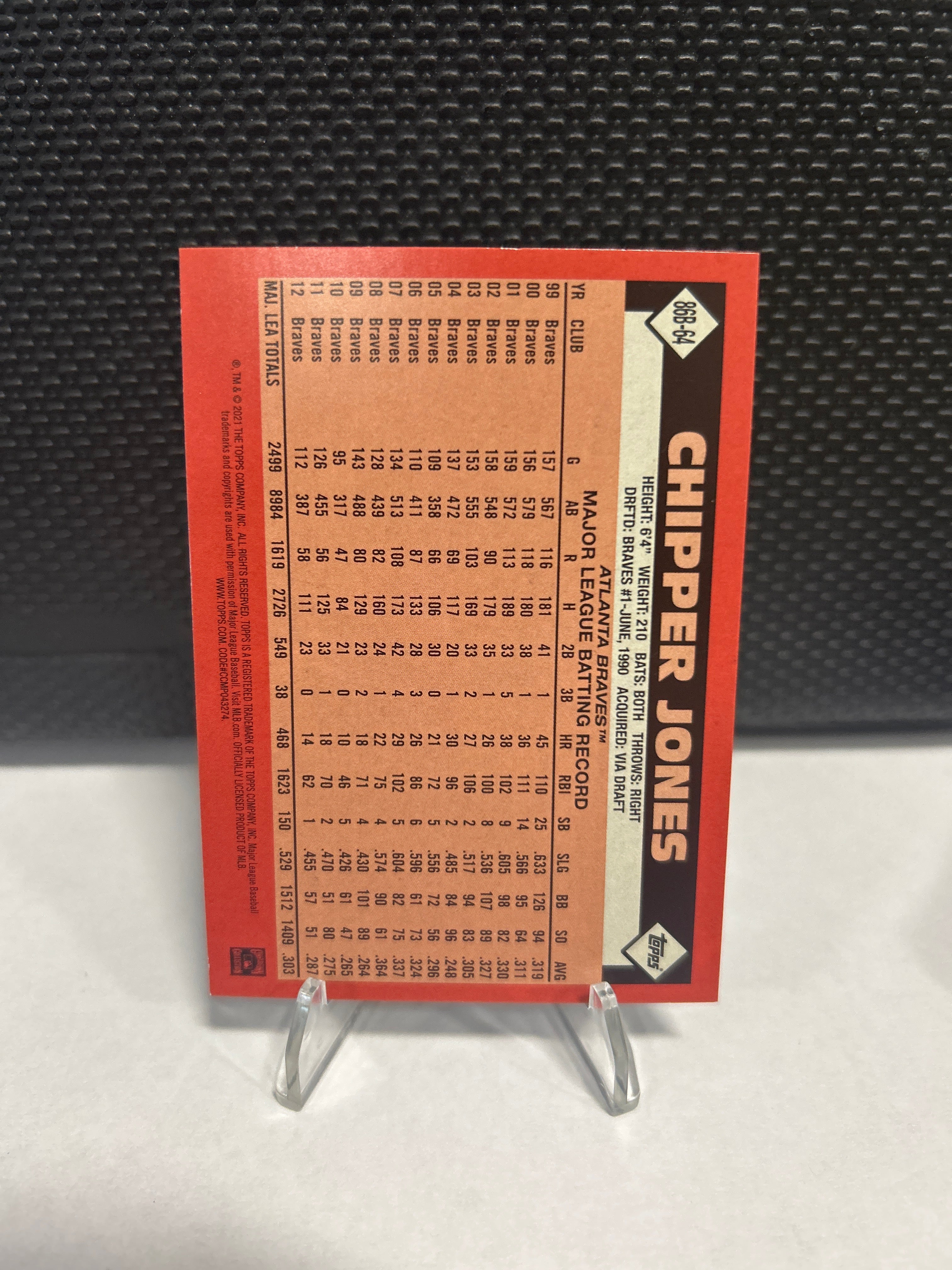 Chipper Jones 2021 Topps - 1986 Topps Baseball 35th Anniversary Braves FREE S&H