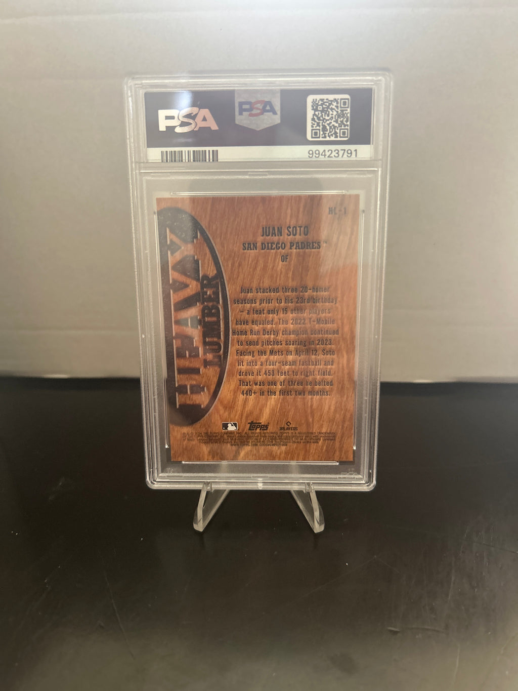 Topps 2024 Series 1 Heavy Lumber Juan Soto Insert HL-1 San Diego Padres PSA 9