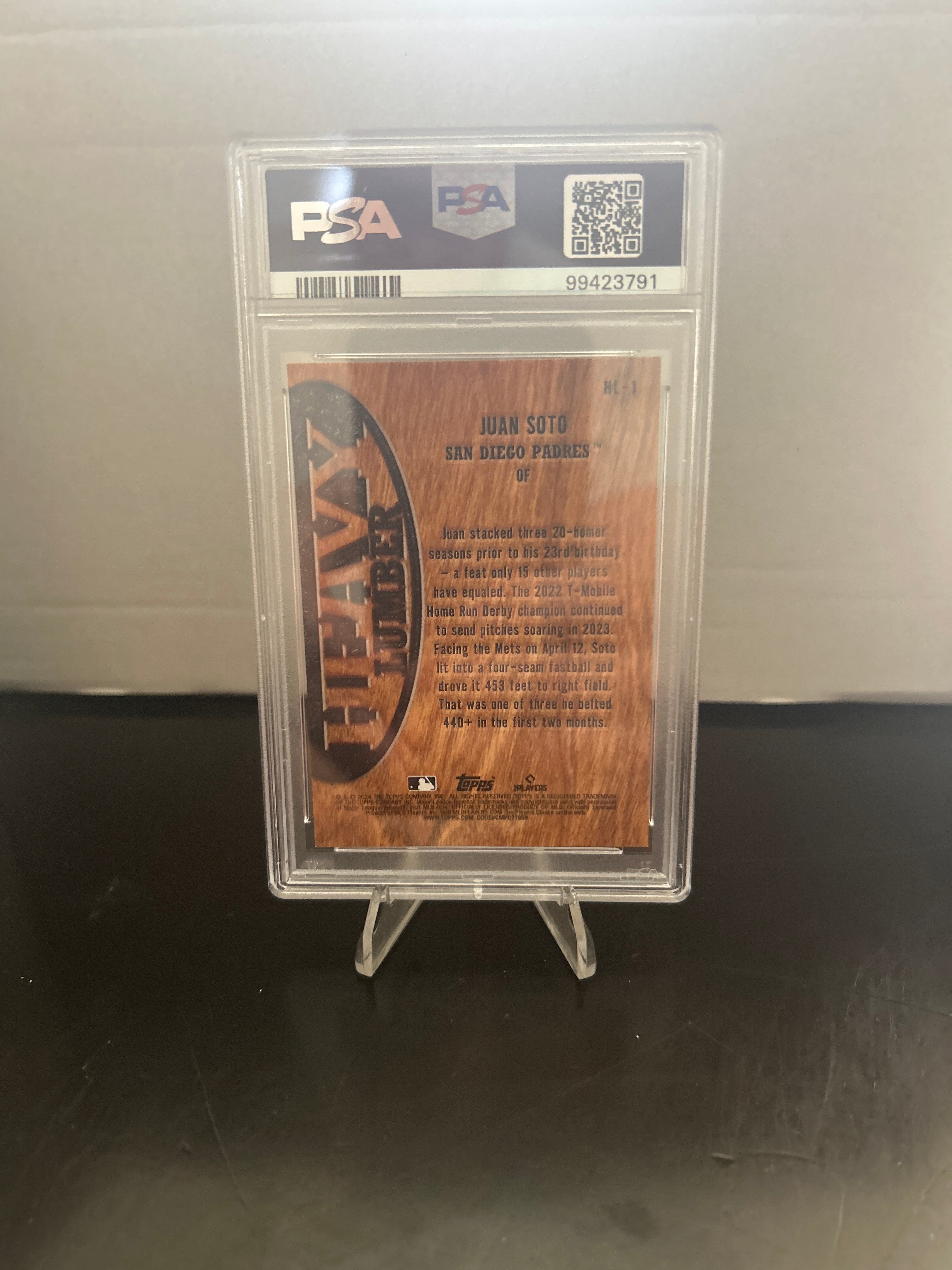 Topps 2024 Series 1 Heavy Lumber Juan Soto Insert HL-1 San Diego Padres PSA 9