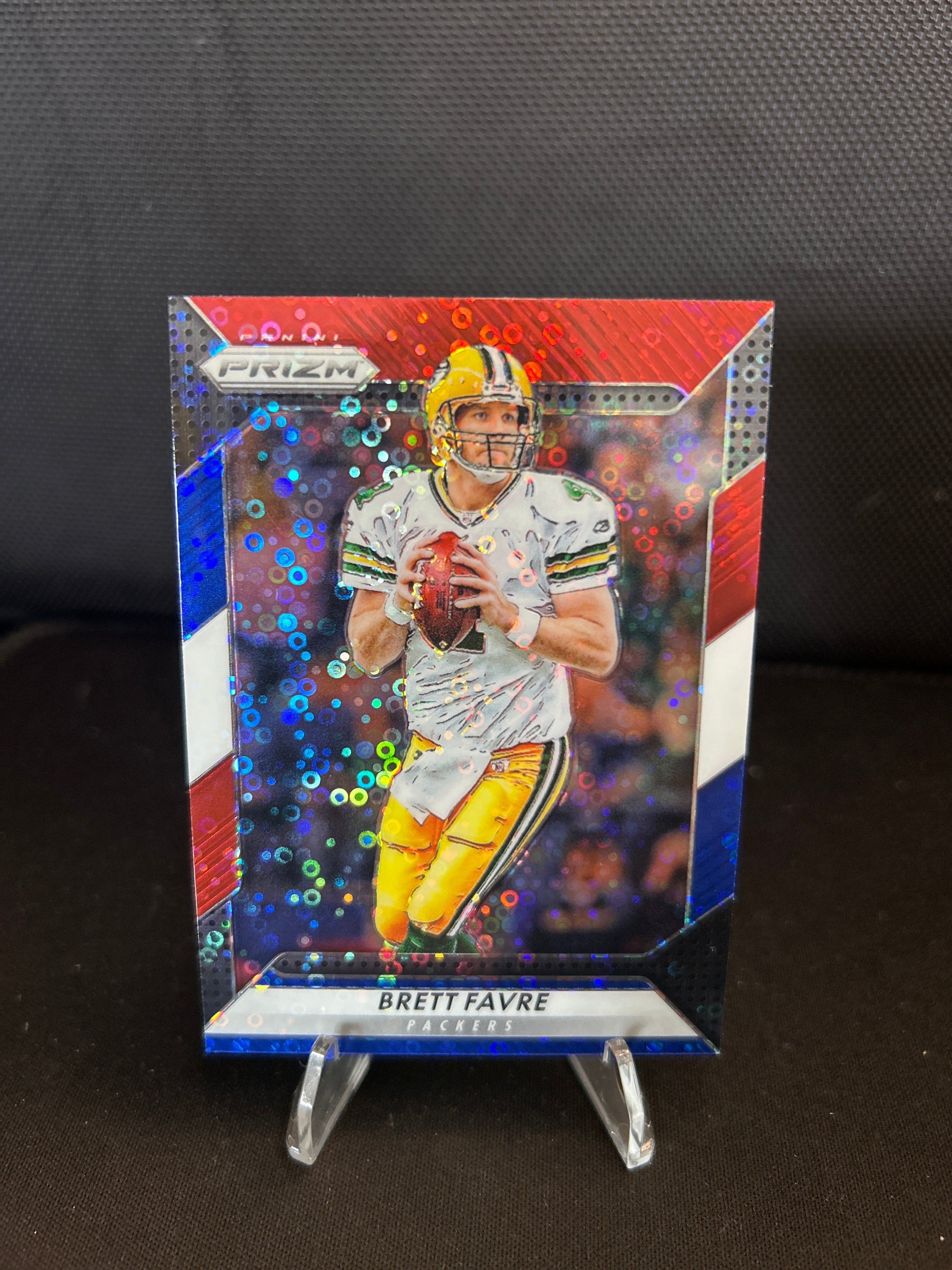BRETT FAVRE 2016 PANINI PRIZM #115 RED/WHITE/BLUE DISCO PRIZM