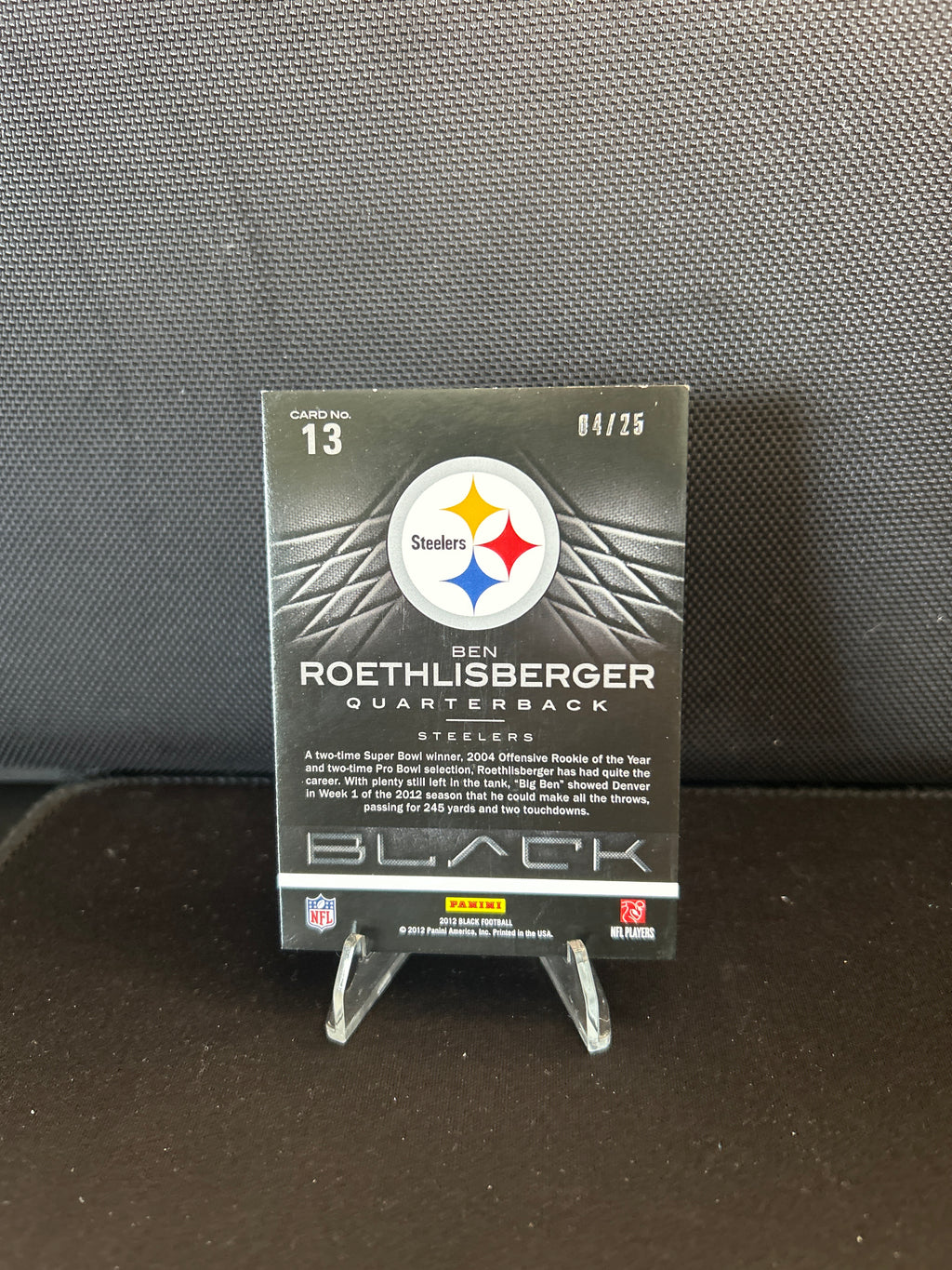 Ben Roethlisberger 2013 Panini Black #61 Pittsburgh Steelers 4/25