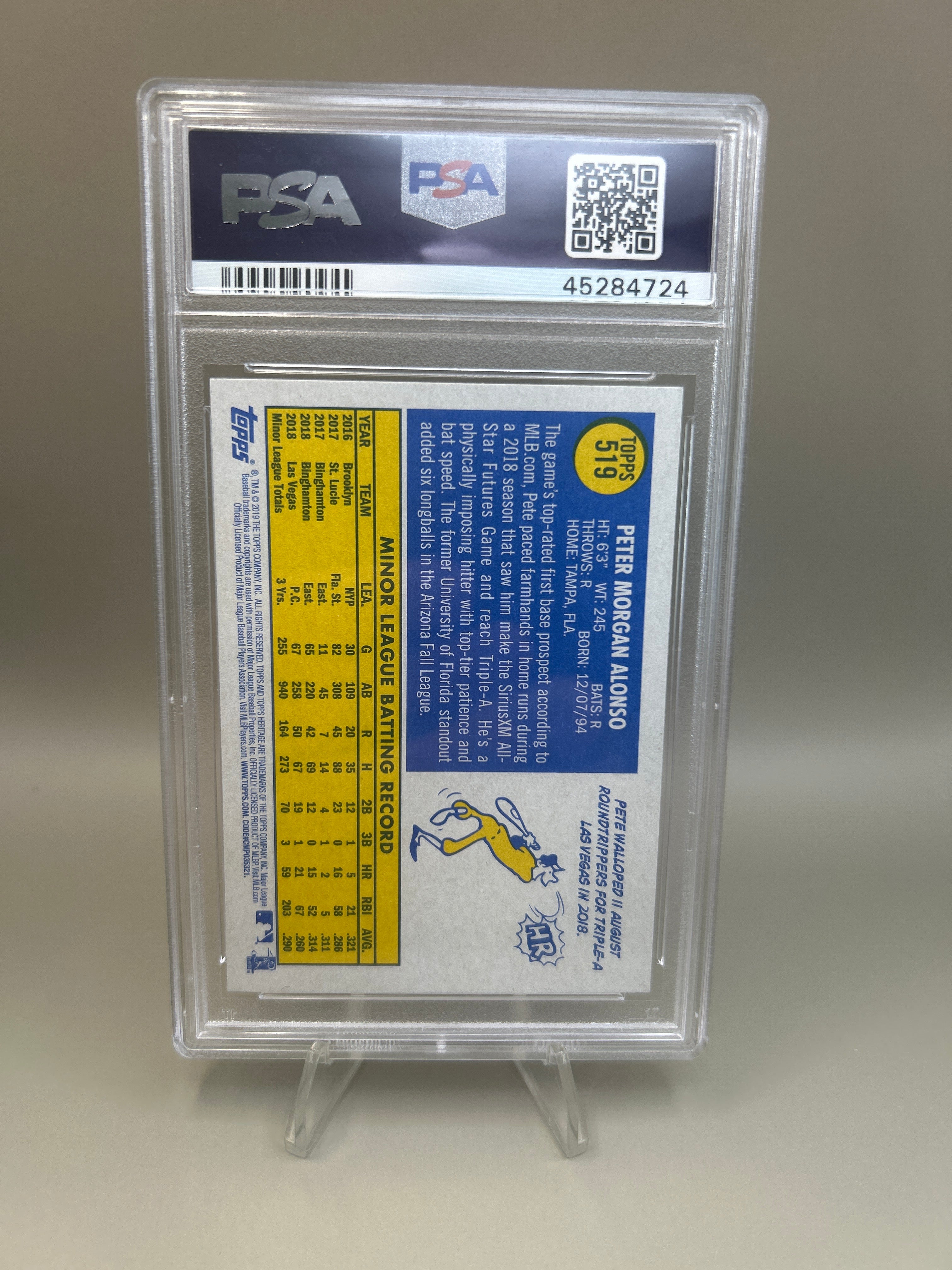2019 Topps Heritage High Number Pete Alonso #519 Rookie Batting Pose PSA 10 Mets