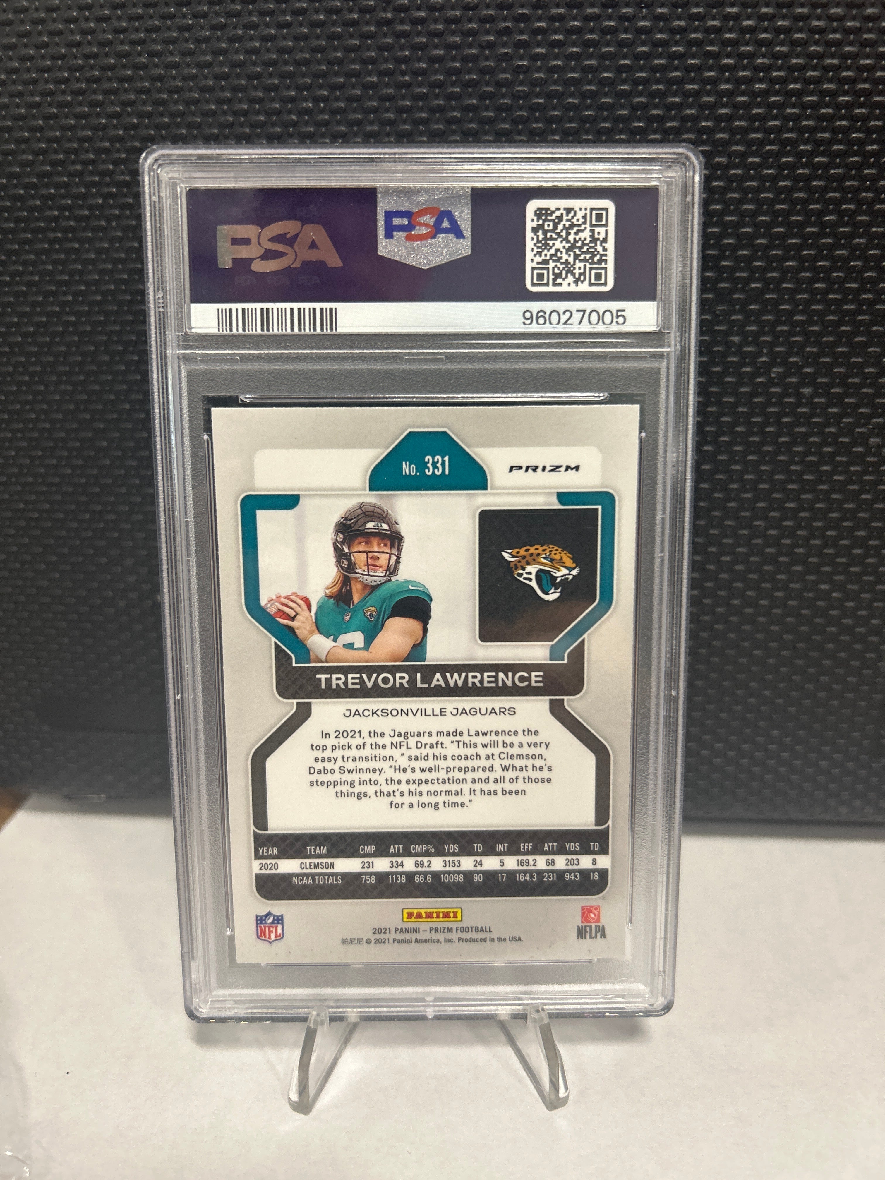 2021 Panini Prizm Trevor Lawrence #331 Red White Blue Prizm PSA 10