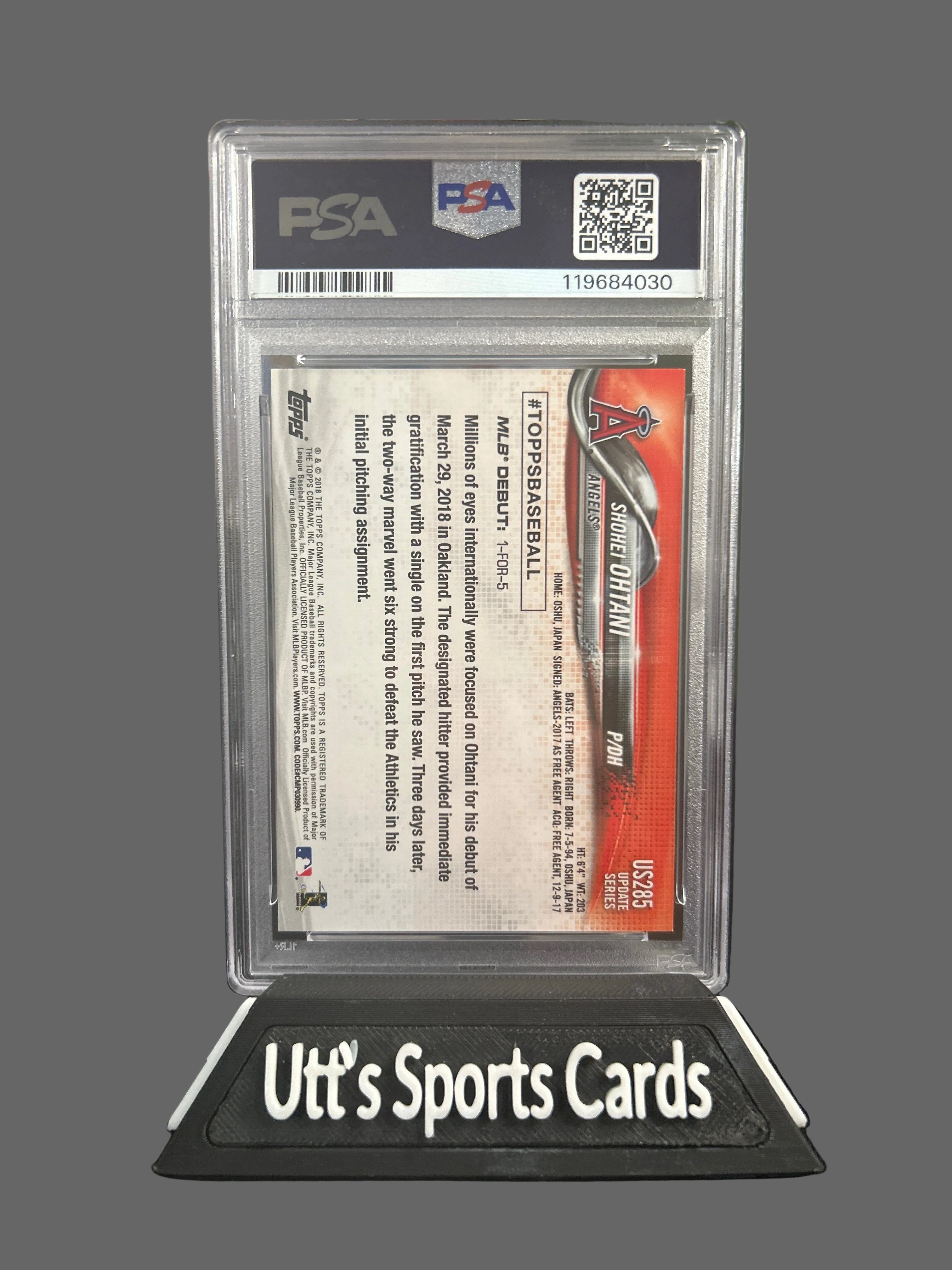 2018 TOPPS UPDATE #US285 SHOHEI OHTANI ROOKIE RC PSA 9