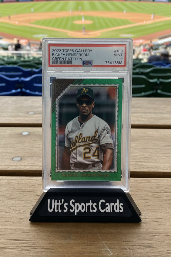 2022 Topps Gallery - Rickey Henderson #199 Green Pattern 73/99 ( PSA 9)
