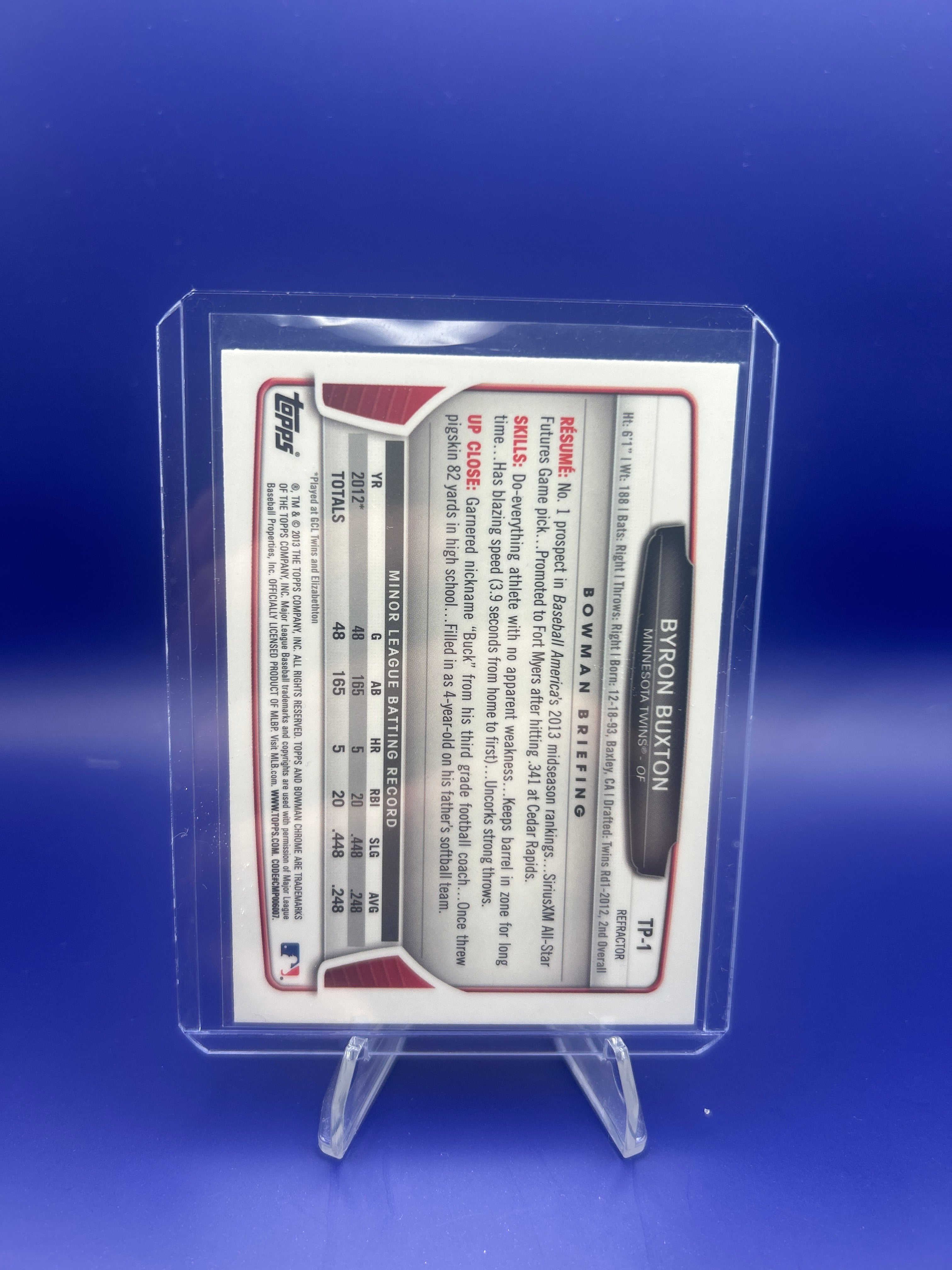 Byron Buxton 2013 Bowman’s Chrome Refractor #TP-1 Minnesota Twins