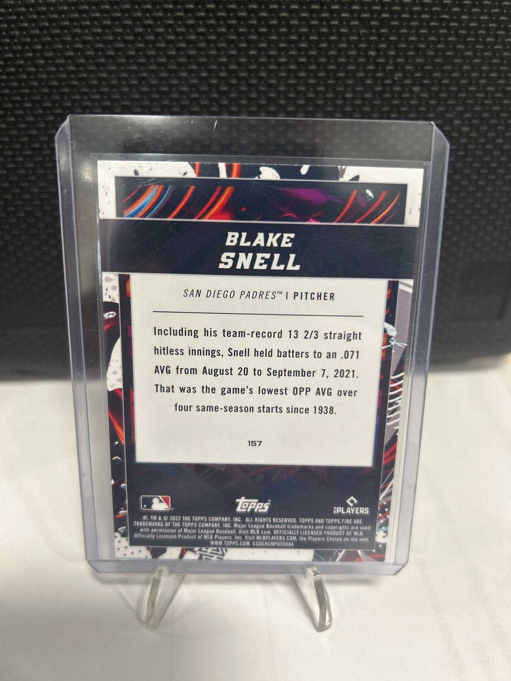 2022 Topps Fire #157 Blake Snell Gold Minted