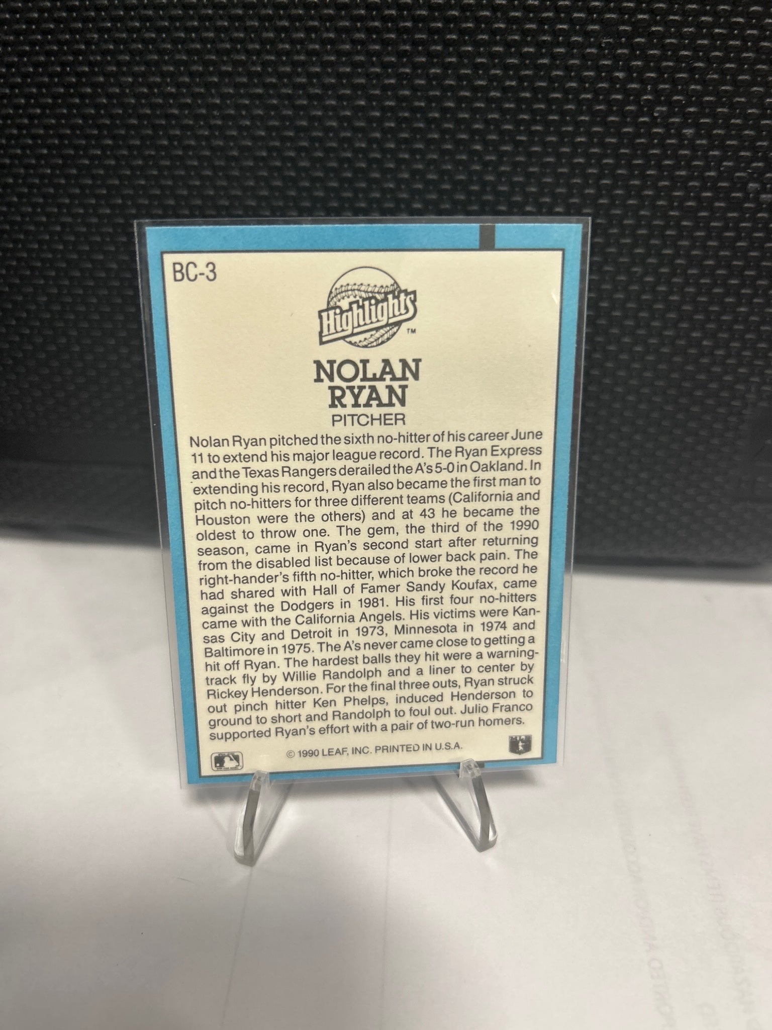 1991 Donruss #BC-3 Nolan Ryan Bonus Cards