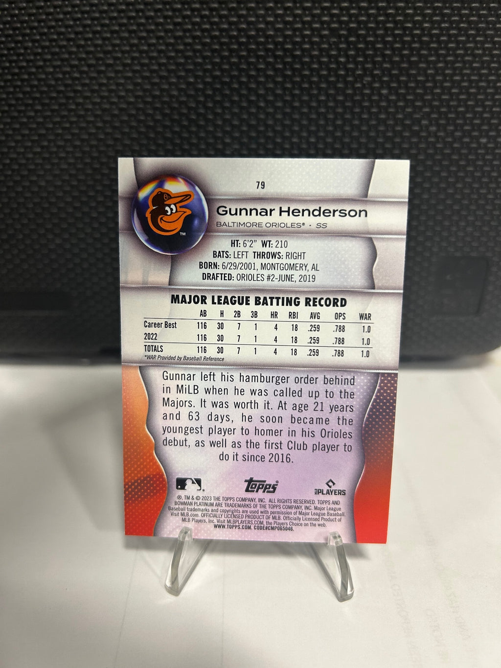 2023 Bowman Platinum #79 Gunnar Henderson