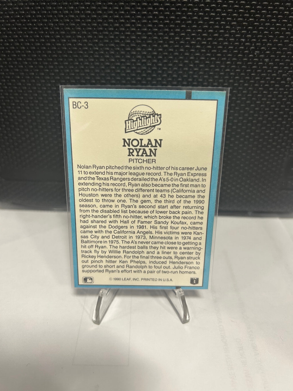 1991 Donruss #BC-3 Nolan Ryan Bonus Cards