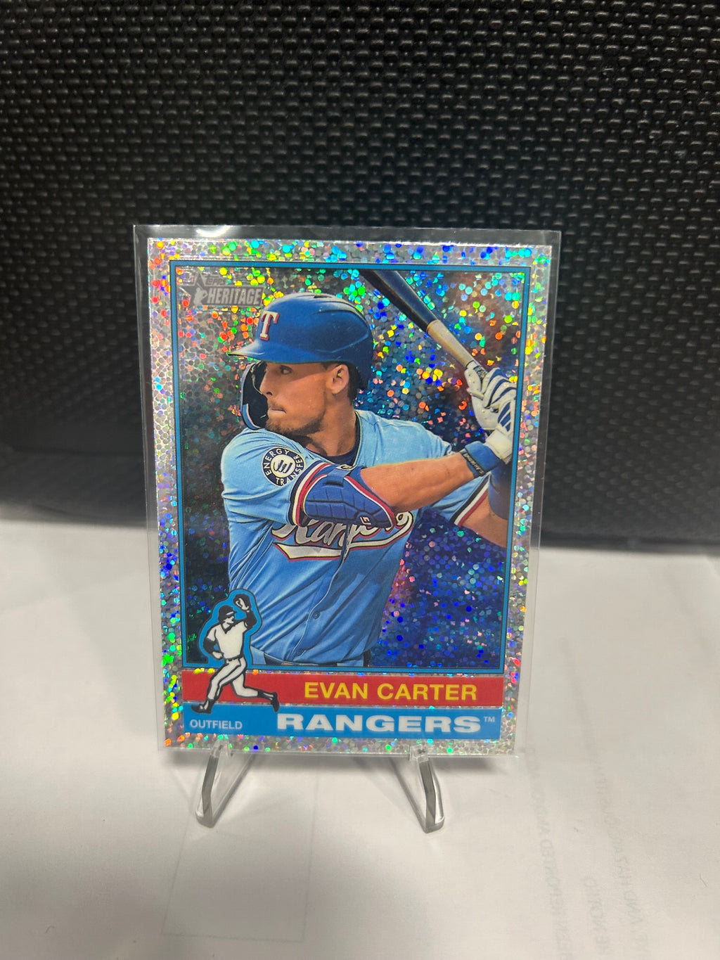 2025 Topps Heritage #496 Evan Carter Chrome Silver Sparkle Refractor