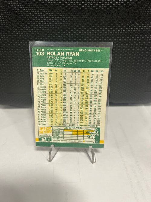 1987 Fleer Star Stickers #103 Nolan Ryan