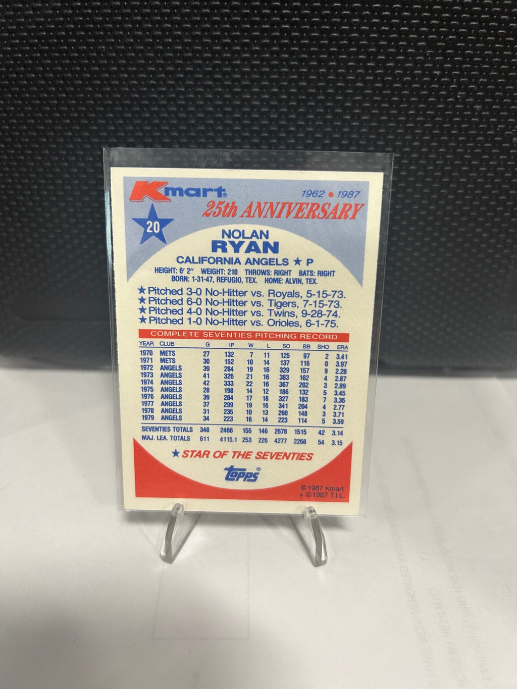 1987 Topps Kmart 25th Anniversary #20 Nolan Ryan