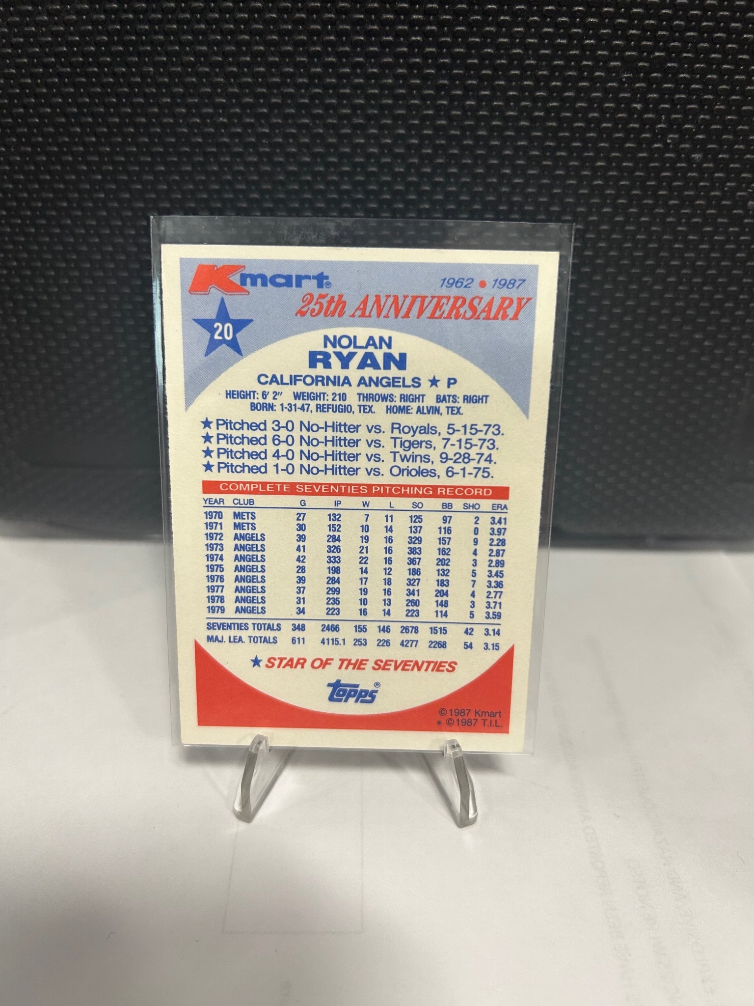 1987 Topps Kmart 25th Anniversary #20 Nolan Ryan