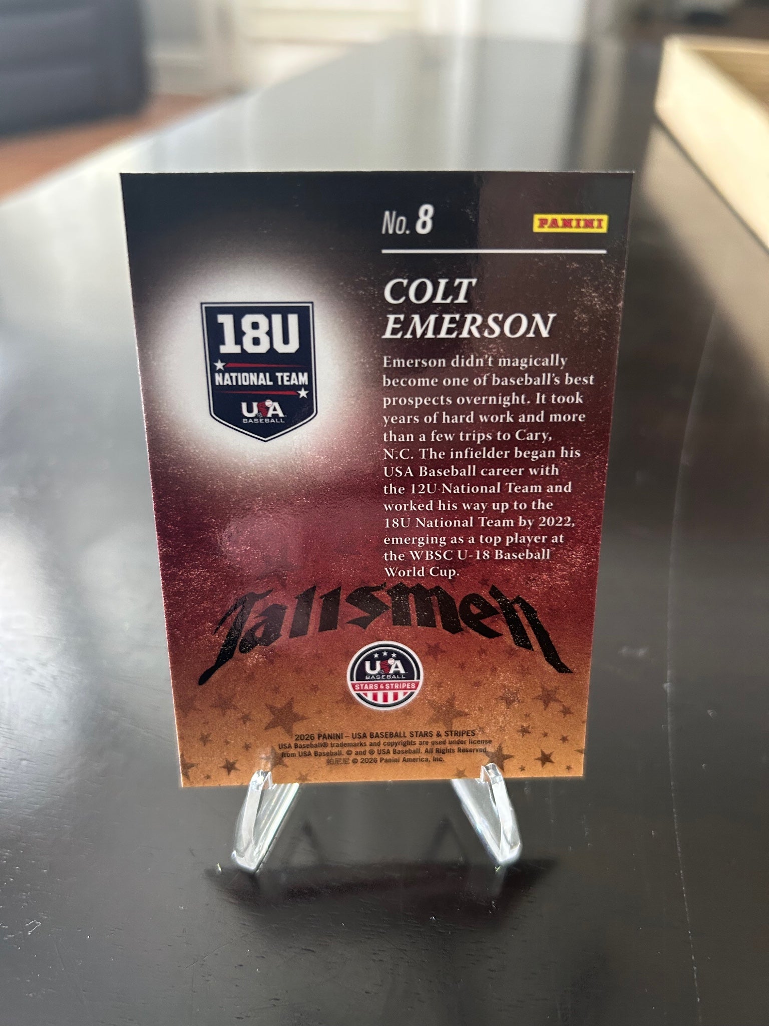 2026 Panini Stars & Stripes Prizm USA Baseball #8 Colt Emerson Talisman