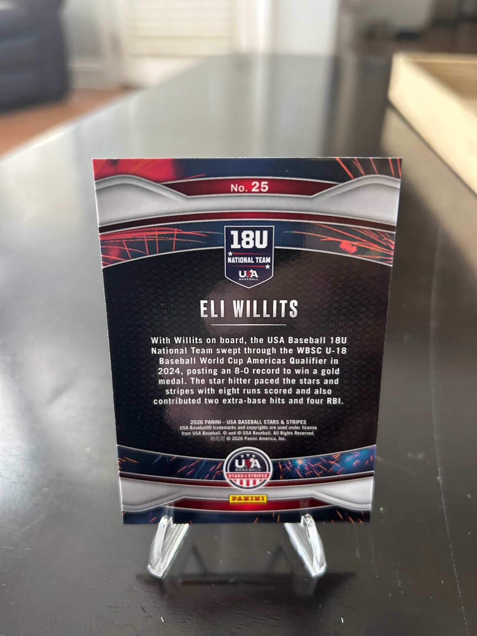 2026 Panini Stars & Stripes Prizm USA Baseball #25 Eli Willits Fireworks