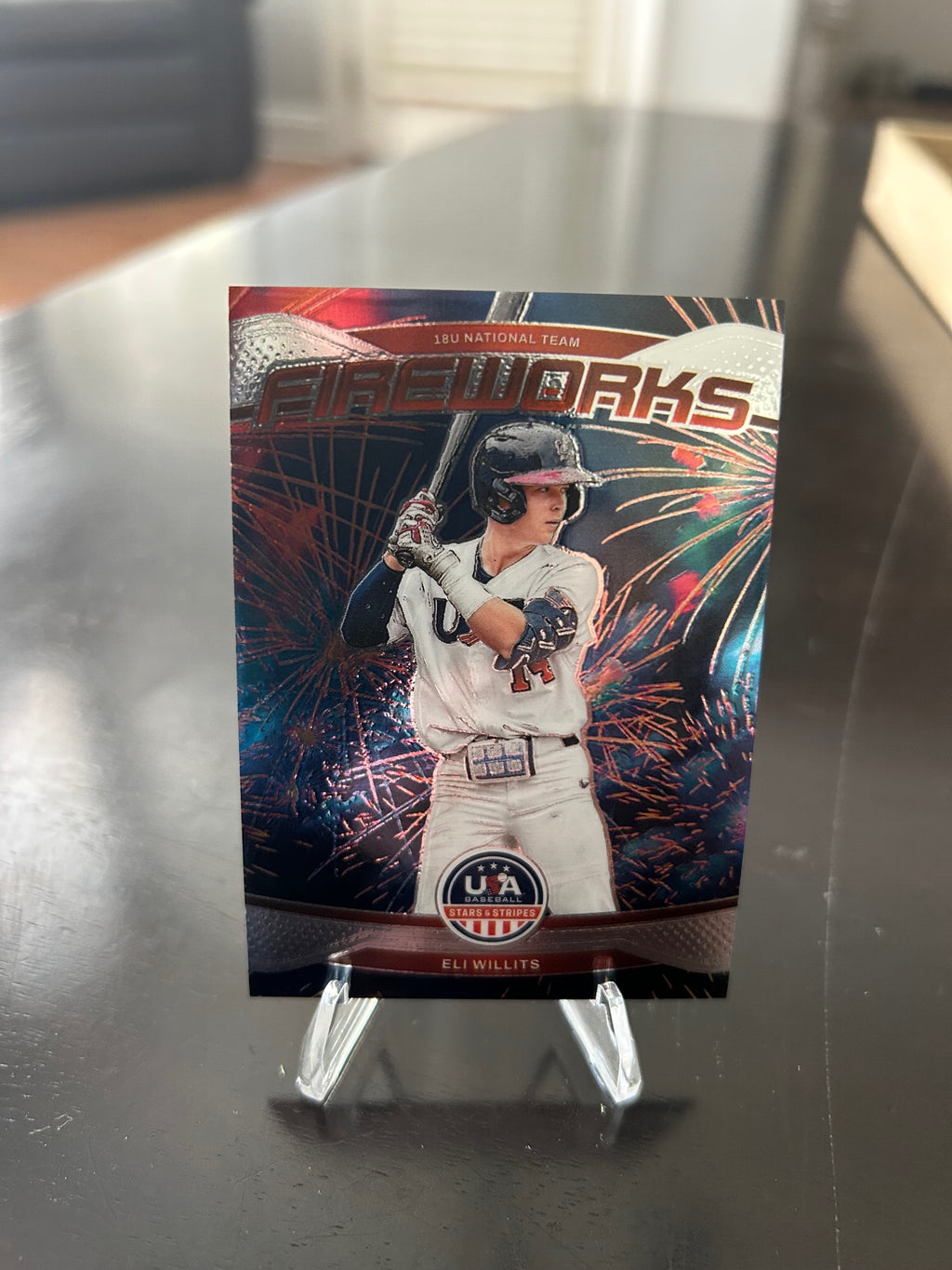 2026 Panini Stars & Stripes Prizm USA Baseball #25 Eli Willits Fireworks