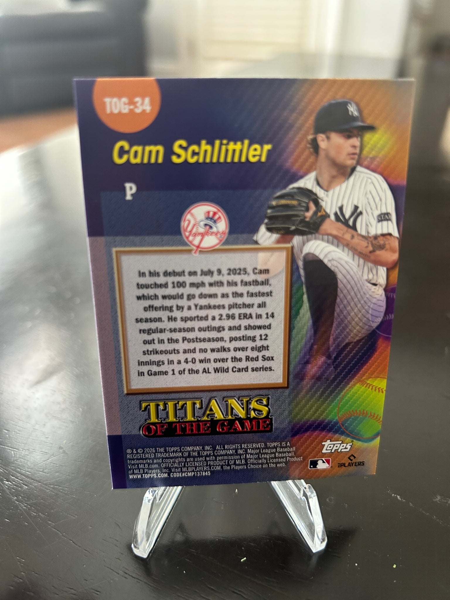 2026 Topps #TOG-34 Cam Schlittler Titans of the Game