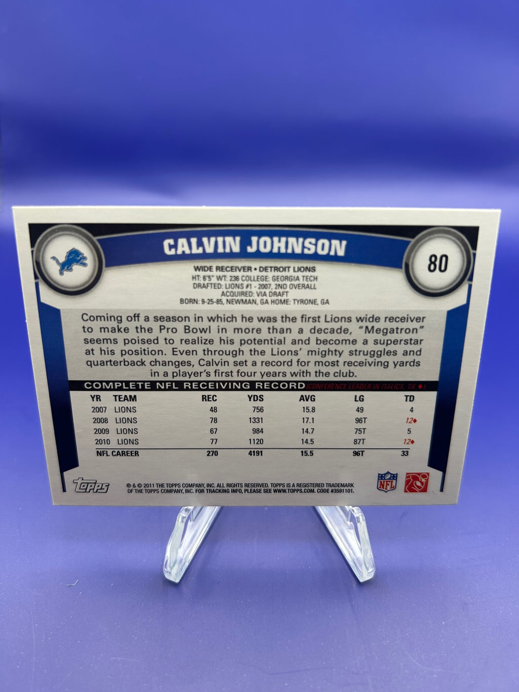 2011 Topps #80 Calvin Johnson