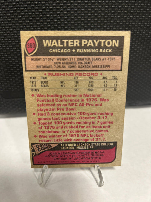 1977 Topps Walter Payton 1976 NFC ALL-PRO CHICAGO BEARS #360