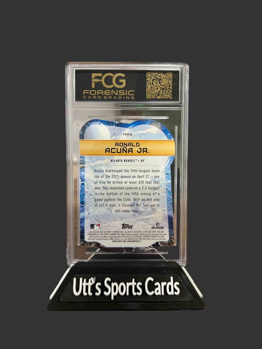 2022 Topps Fire - To the Moon Ronald Acuña Jr. #TTM-5 Gold Minted - FCG 10