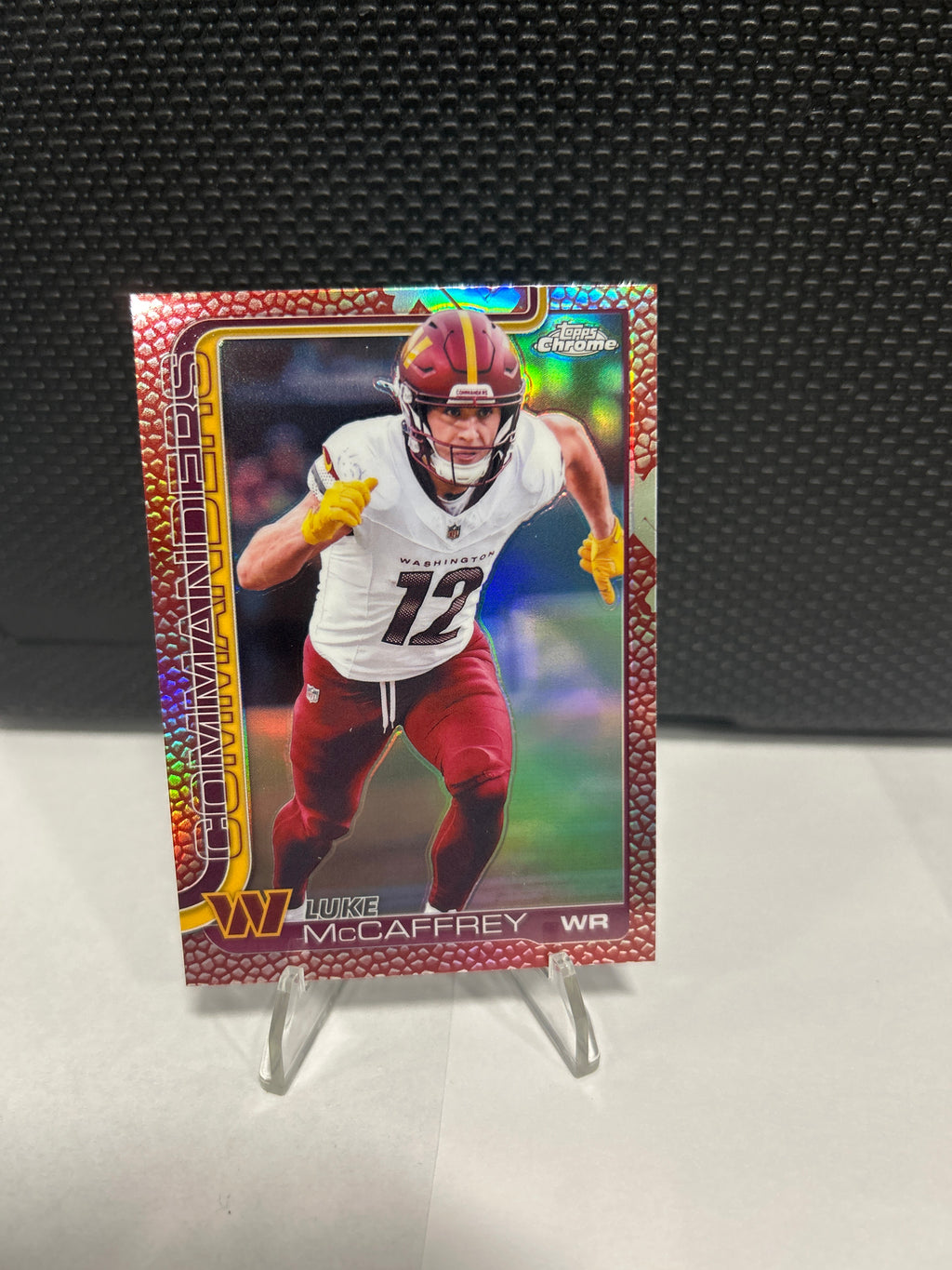 2025 Topps Chrome Football Luke McCaffrey Leather Refractor #298