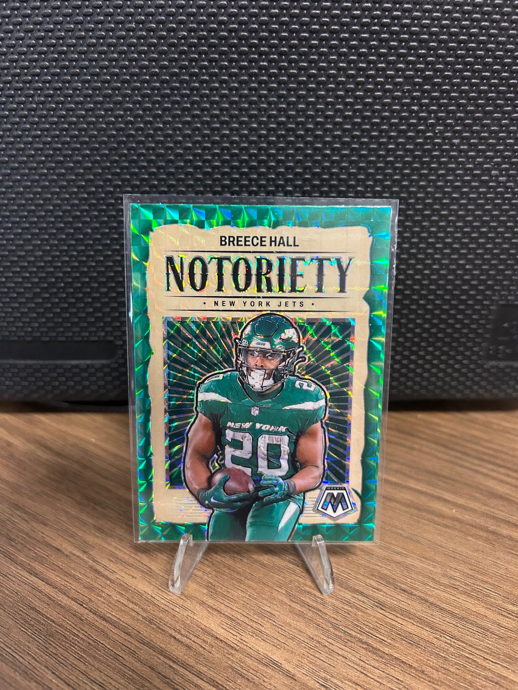 2024 Panini Mosaic #15 Breece Hall Notoriety Mosaic Green