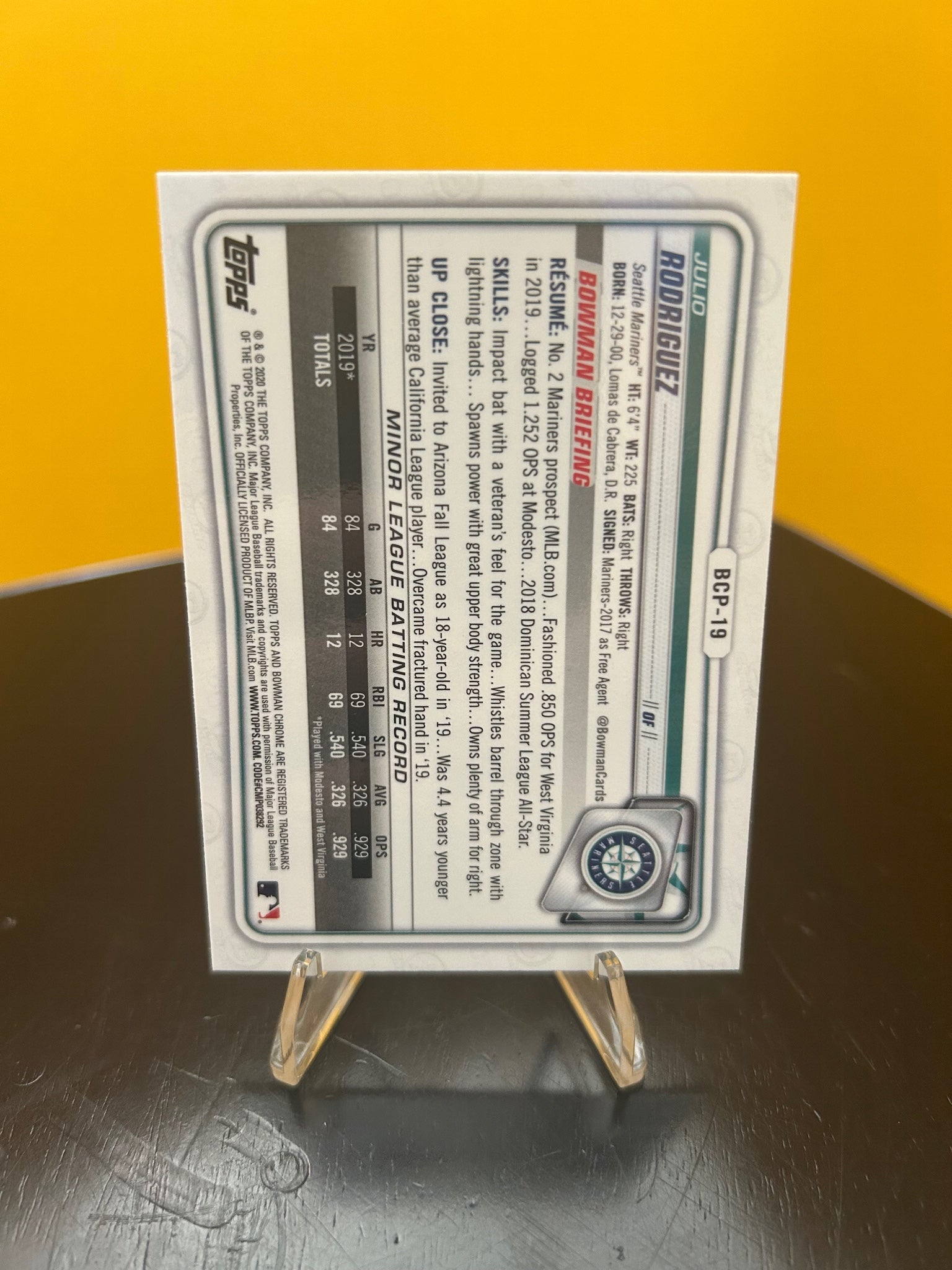 2020 Bowman #BCP-19 Julio Rodriguez Chrome Prospects