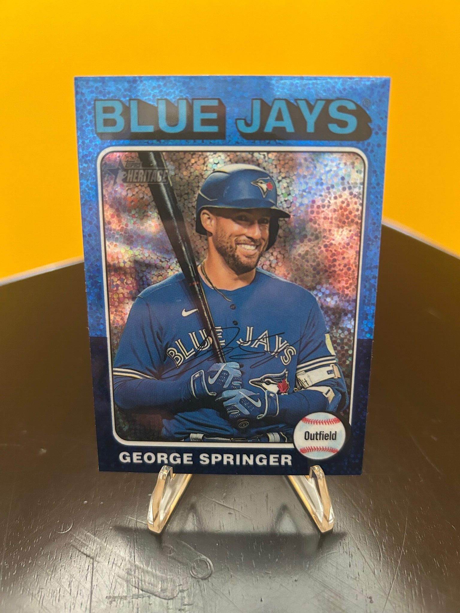 2024 Topps Heritage #358 George Springer Chrome Blue Sparkle Refractor