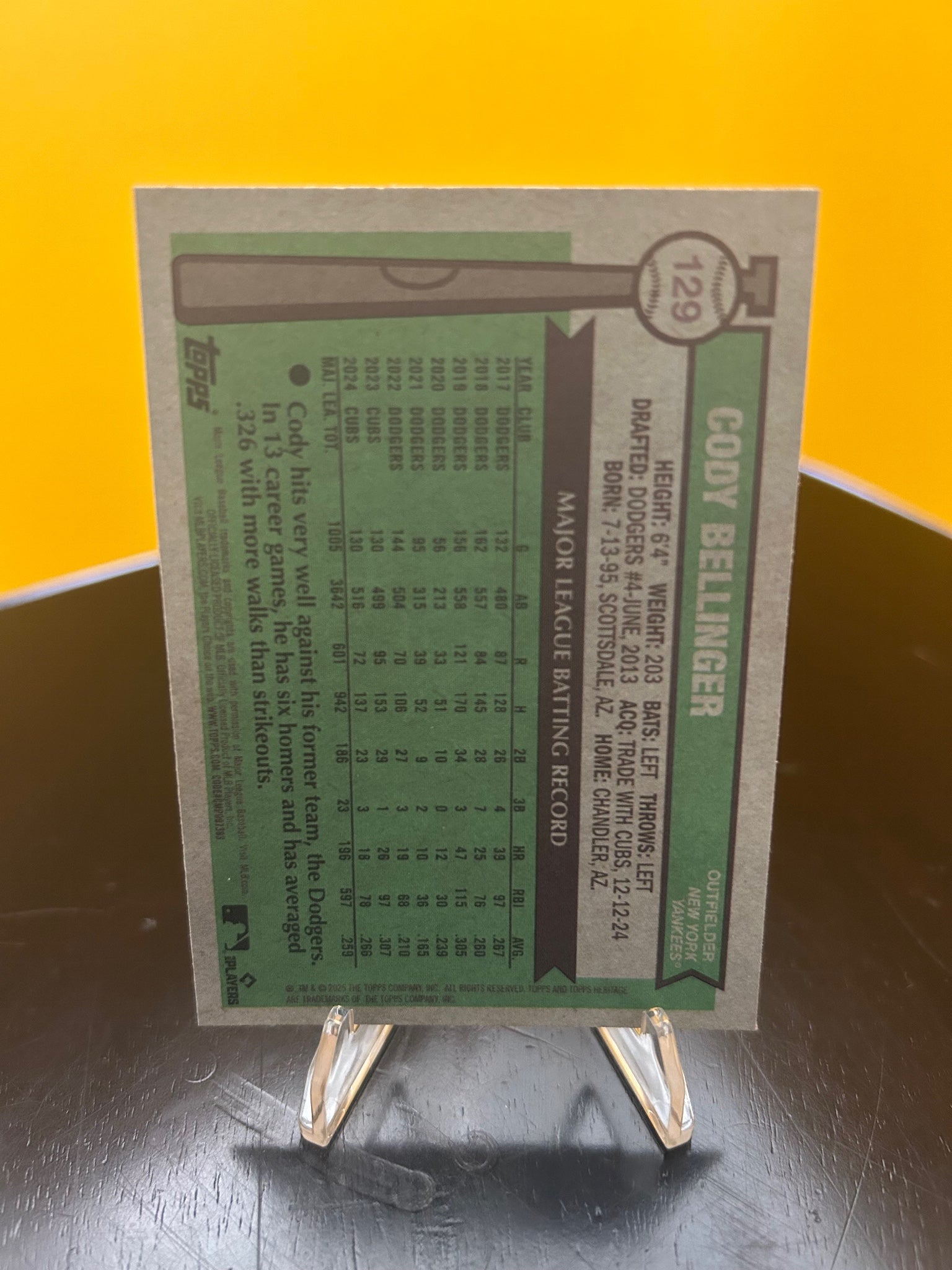 2025 Topps Heritage #129 Cody Bellinger Chrome Silver Sparkle Refractor