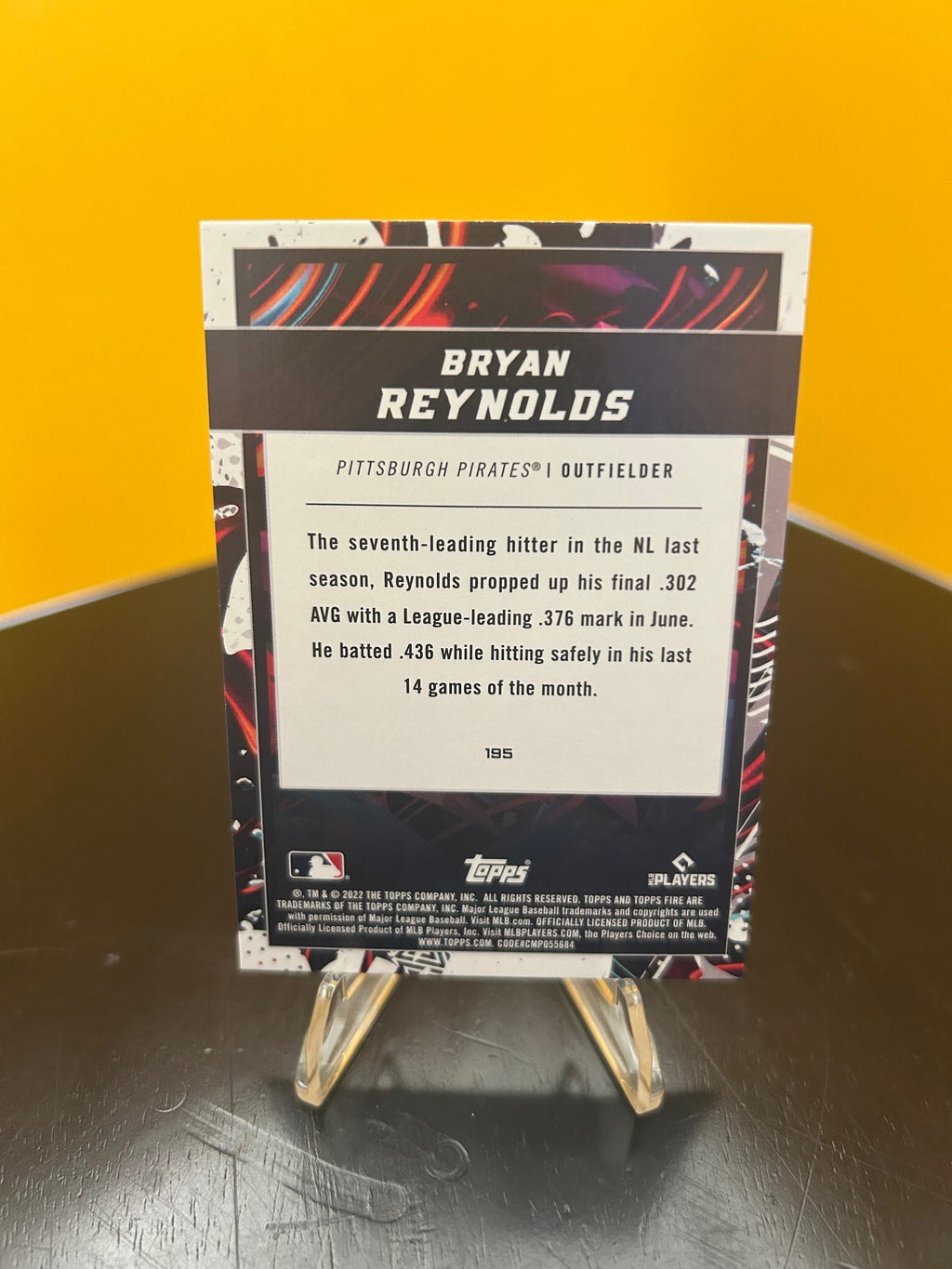 2022 Topps Fire #195 Bryan Reynolds Gold Minted