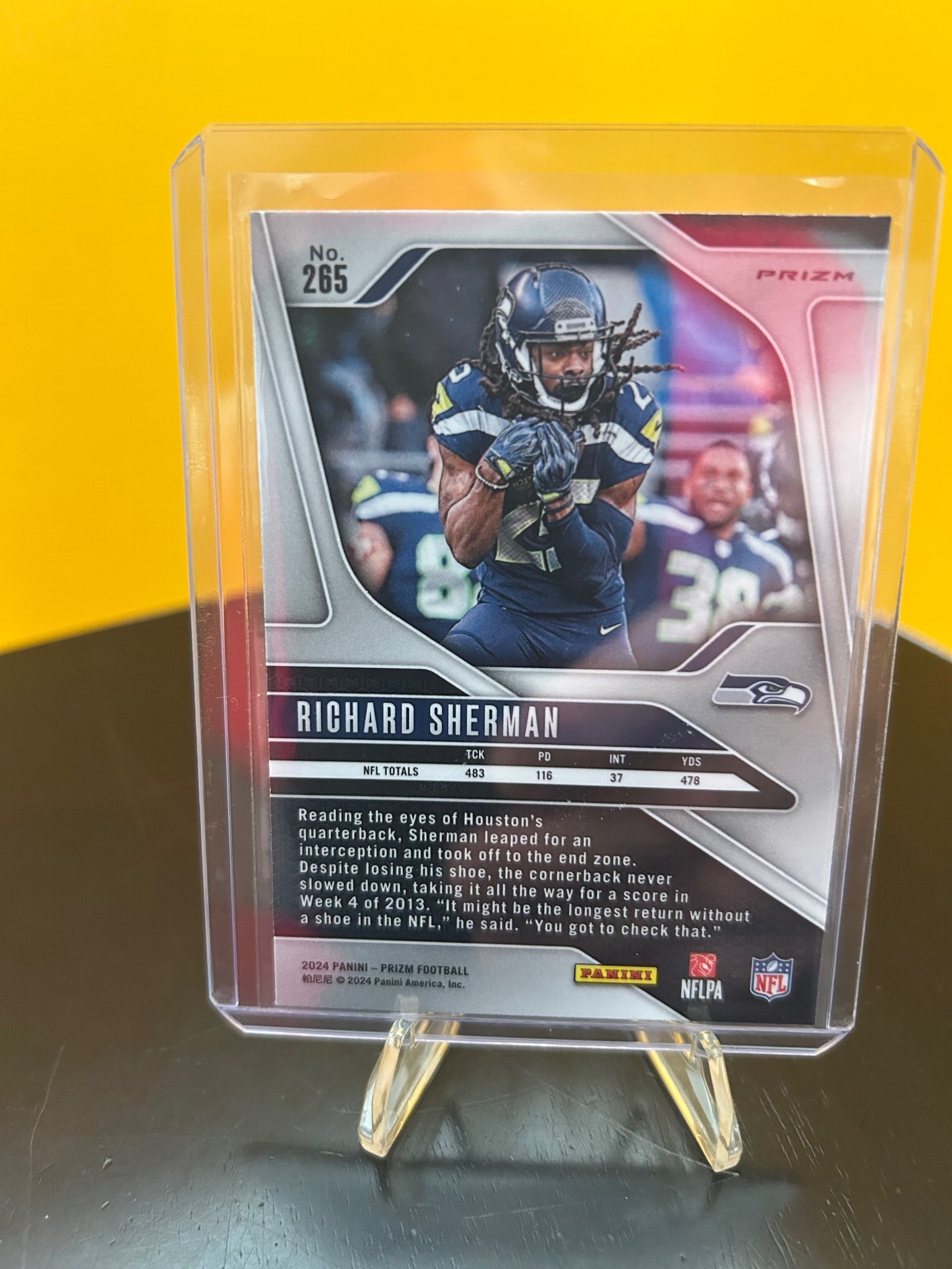 2024 Panini Prizm #265 Richard Sherman Blue Sparkle #/96