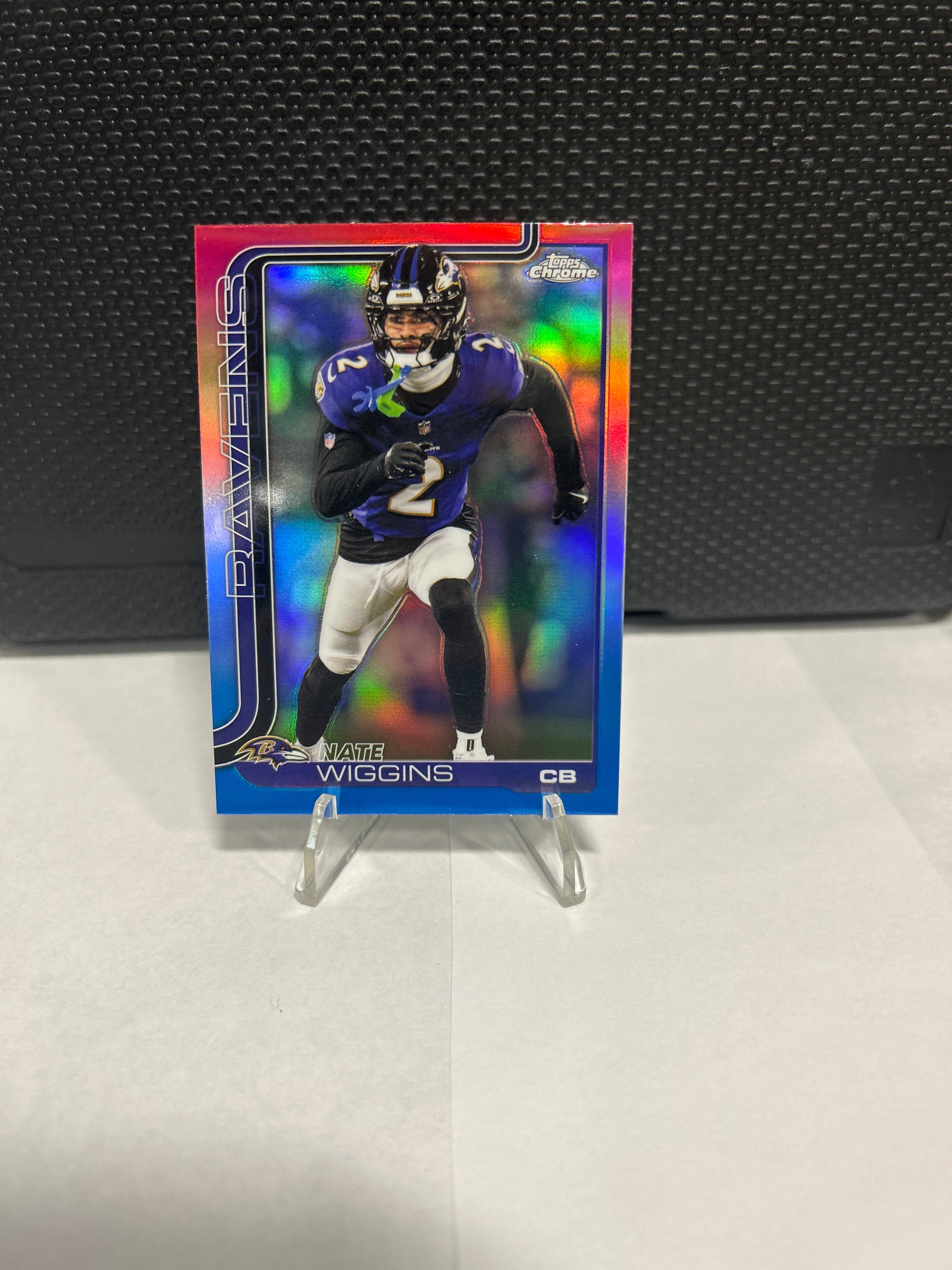 2025 Topps Chrome Nate Wiggins Red White & Blue Refractor #28