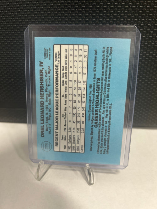 1985 Donruss Orel Hershiser IV Los Angeles Dodgers #226