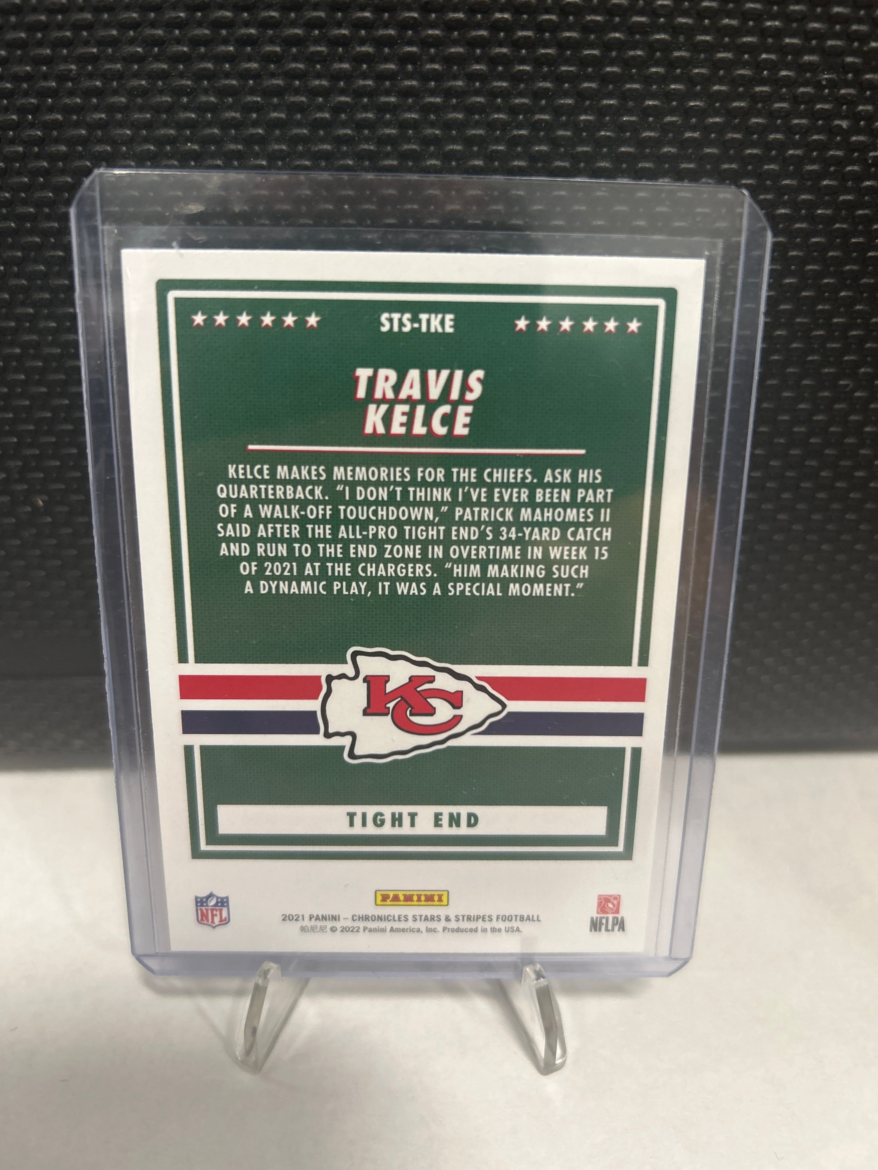 TRAVIS KELCE 2021 Panini Chronicles Stars & Stripes #STS-TKE Kansas City Chiefs