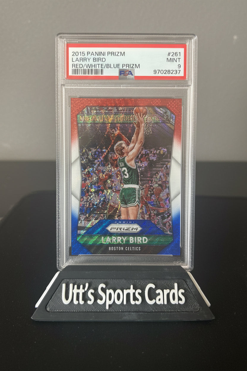 2015-16 Prizm Red White Blue Prizms Larry Bird Celtics HOF (PSA 9)