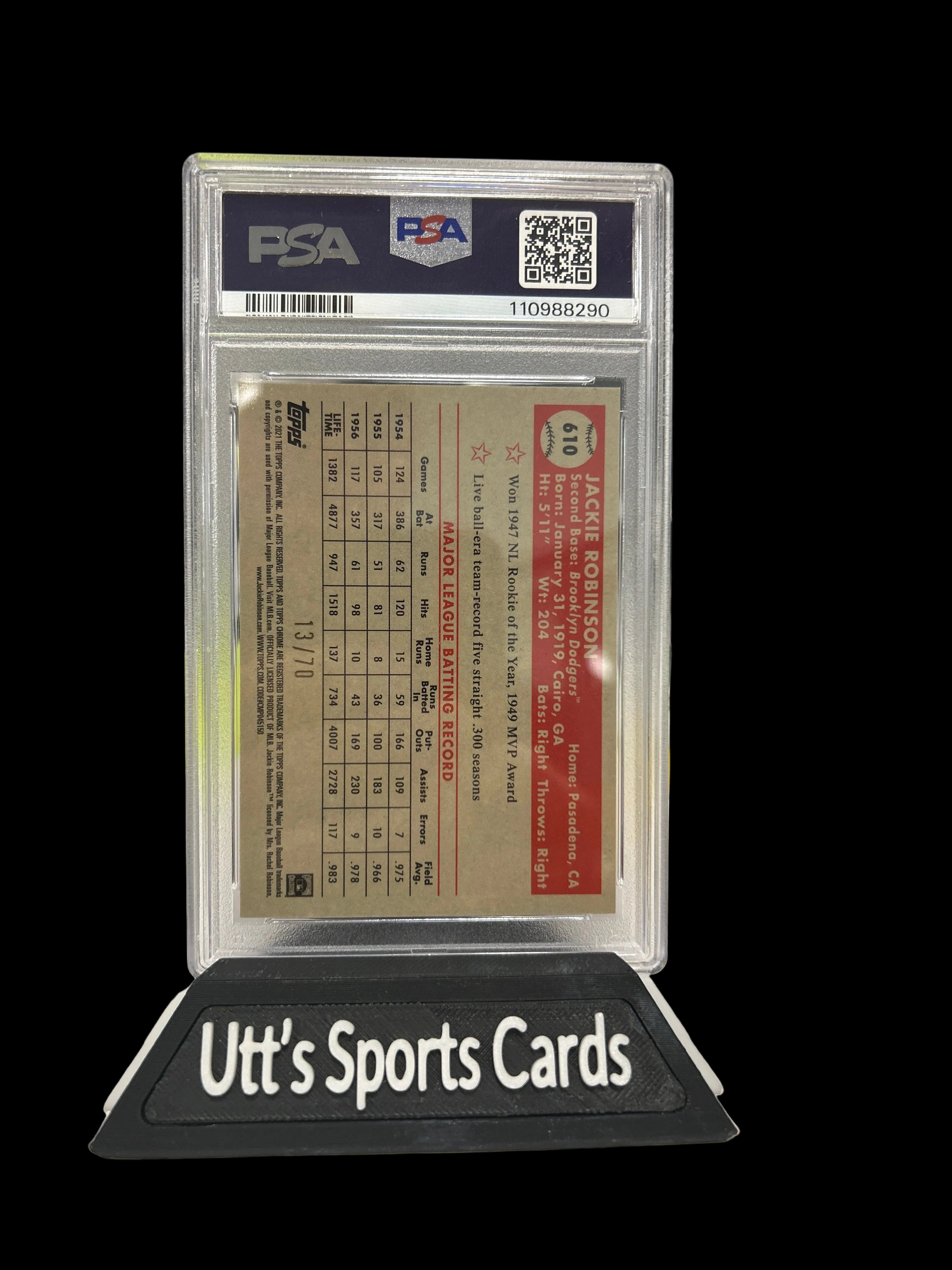 2021 Topps Chrome Platinum Anniversary - Jackie Robinson #610 Mini DMD Ref 13/70 (PSA 9)