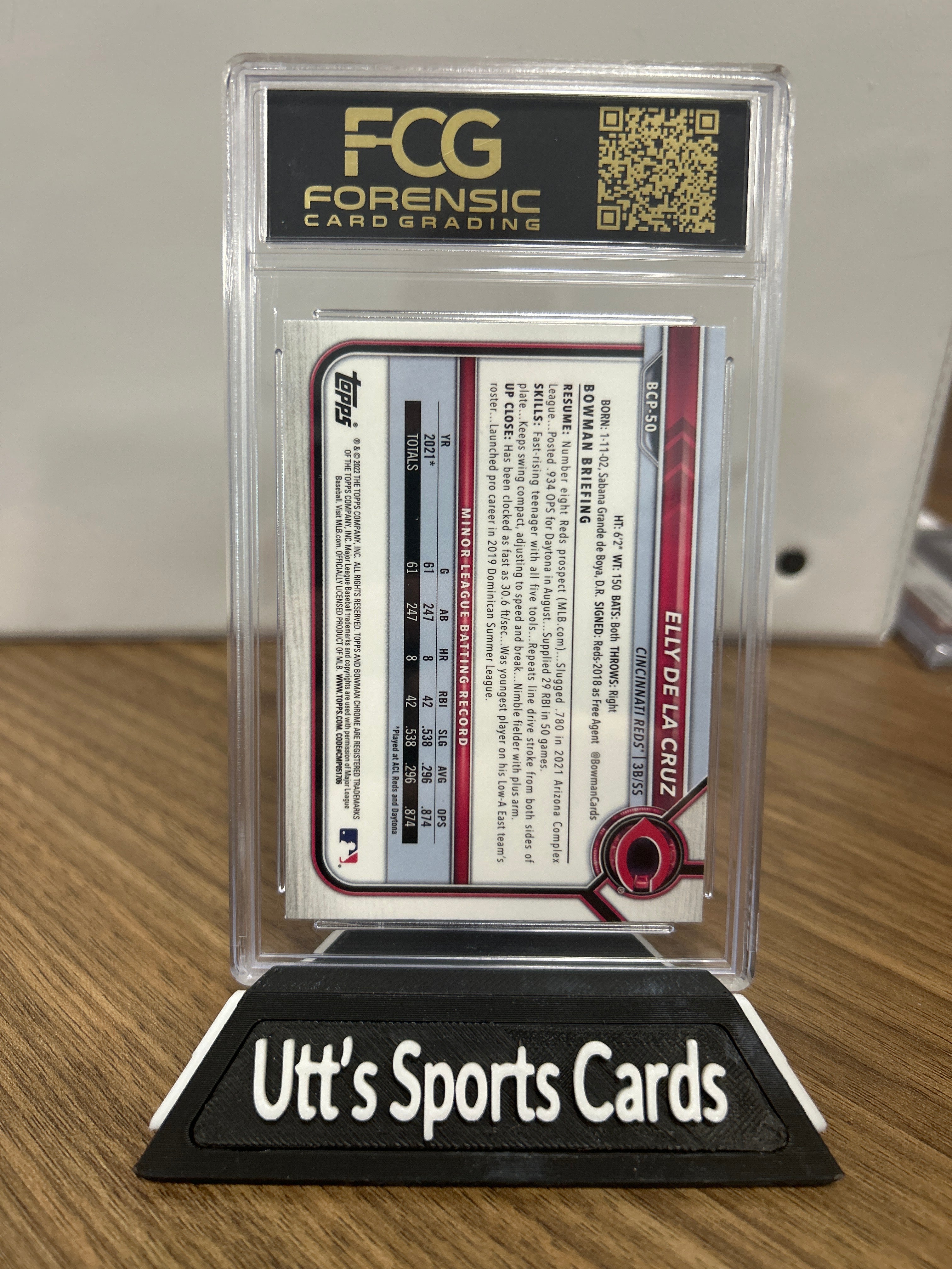 2022 Elly De La Cruz RC Rookie FCG Graded Bowman Chrome Cincinnati Reds 9