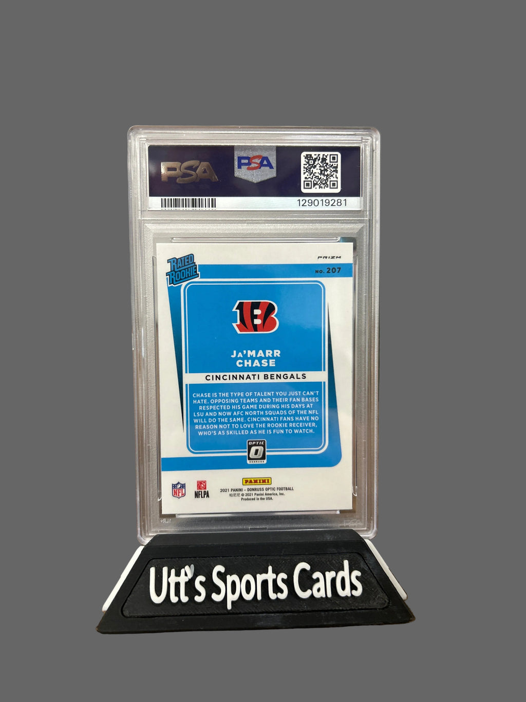 2021 Panini Donruss Optic Ja'Marr Chase Green Velocity Rookie RC #207 PSA 9 MINT