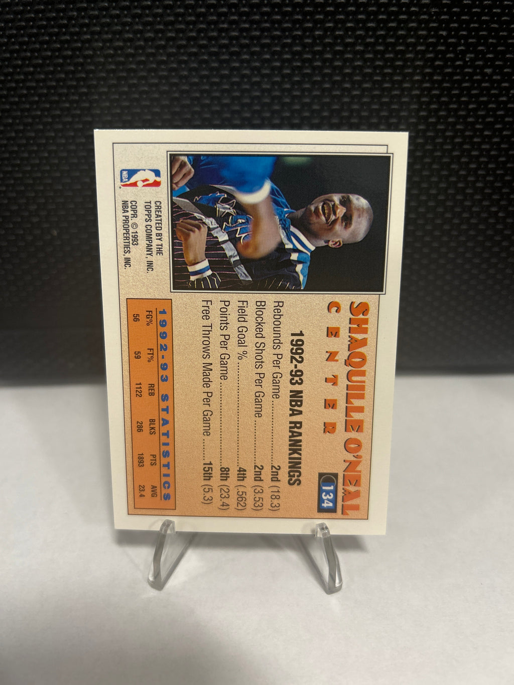 1993 Topps #134 Shaquille O'Neal All Star Orlando Magic Basketball Card B22 NBA
