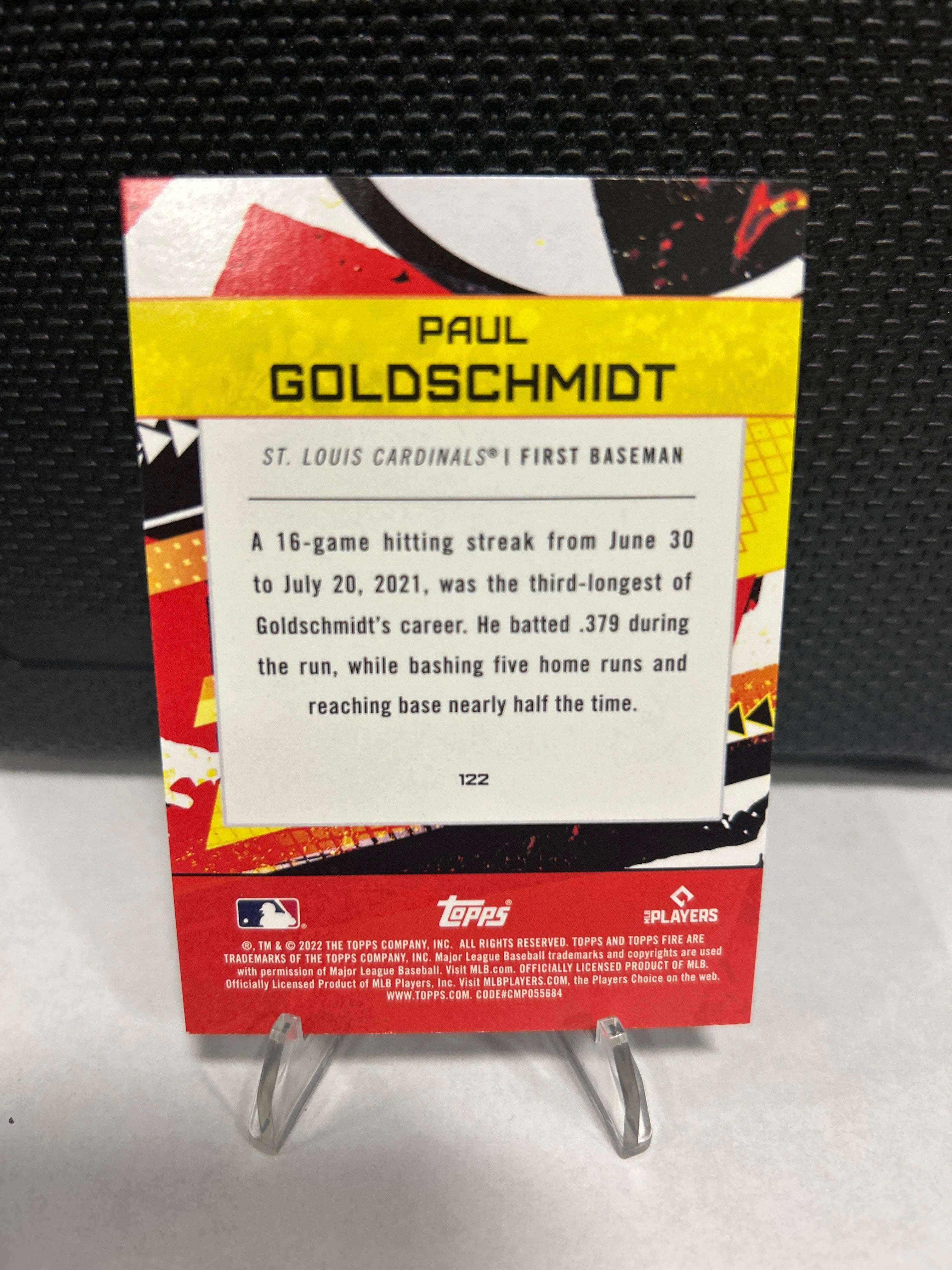 2022 Topps Fire Paul Goldschmidt Red Foil #122 St. Louis Cardinals