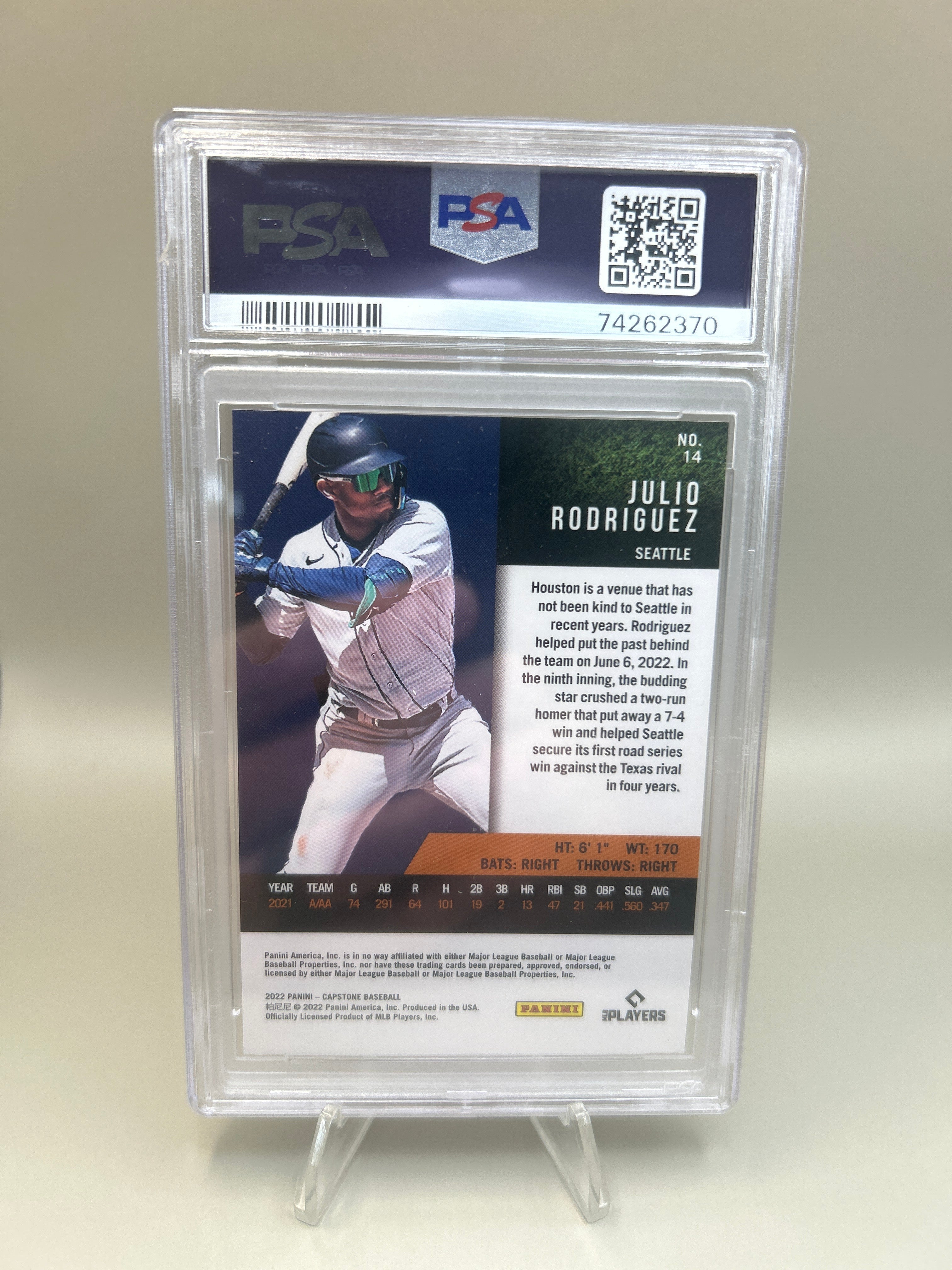 2022 CAPSTONE Blue Parallel Julio Rodriguez RC #14 PSA 10 Seattle Mariners