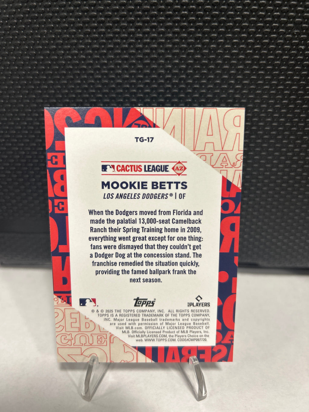 2025 Topps Series 1 Mookie Betts #TG-17 Training Grounds Los Angeles Dodgers
