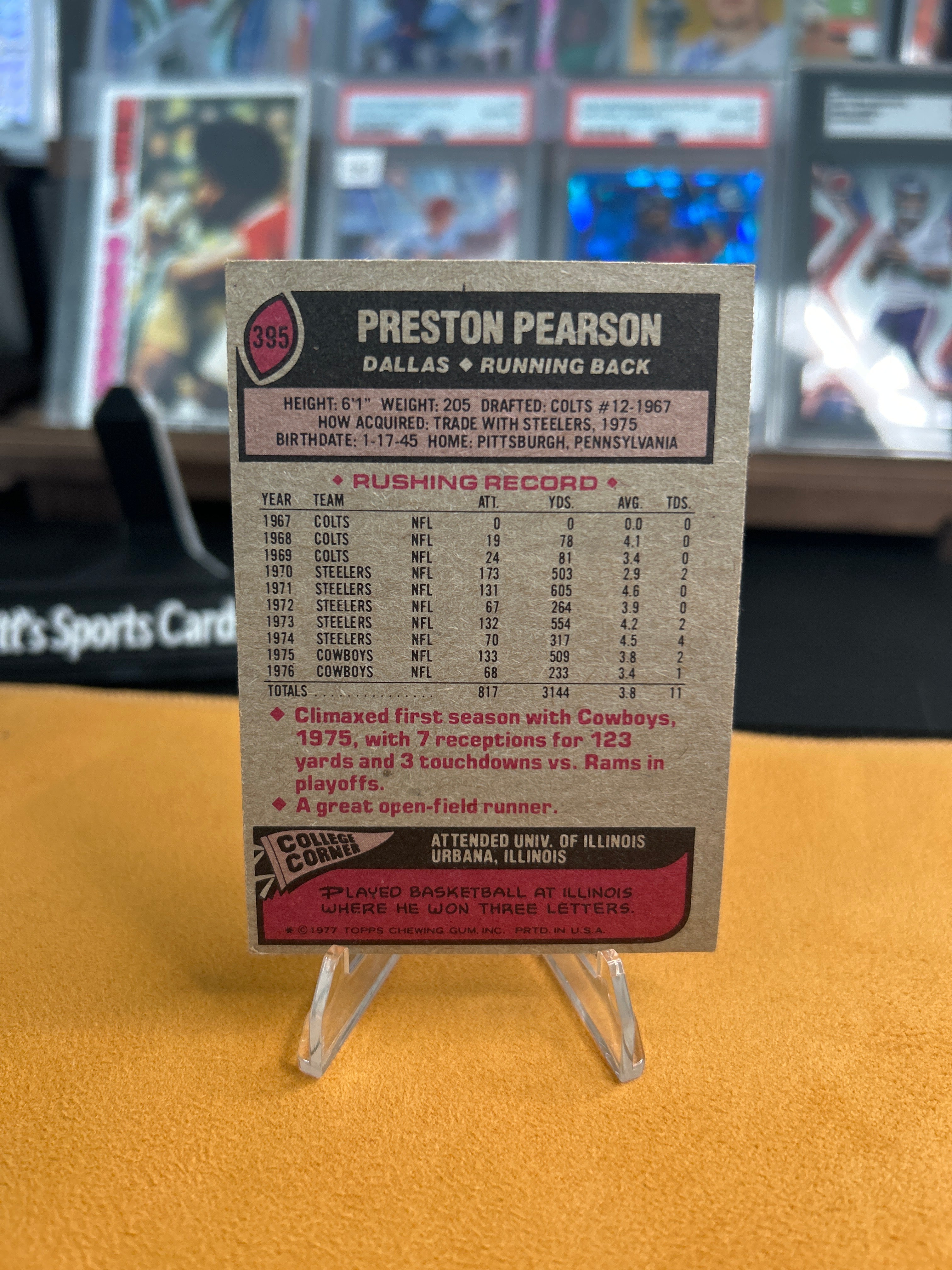 1977 Topps Football Preston Pearson Dallas Cowboys #395