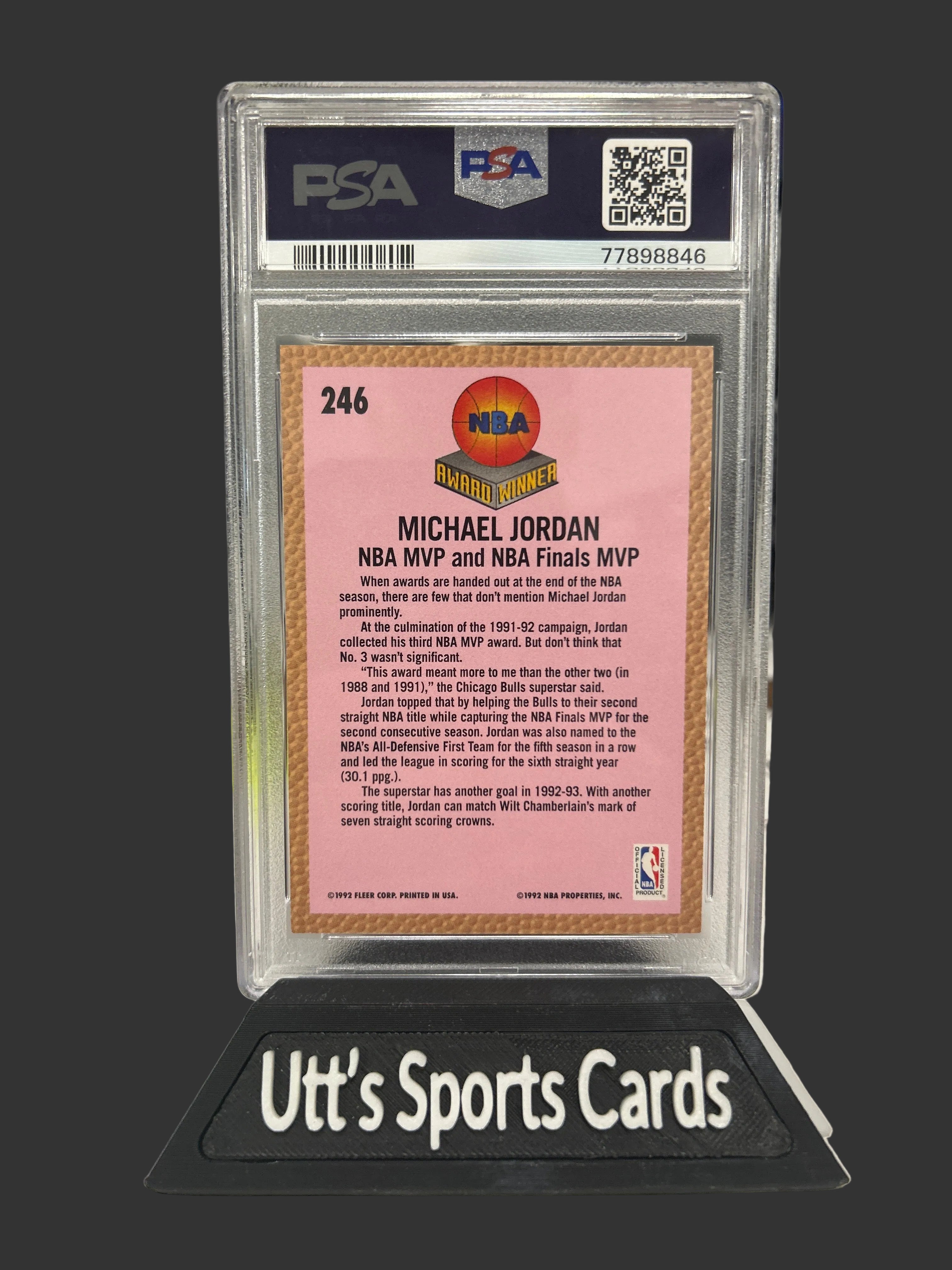 1992 FLEER #246 MICHAEL JORDAN PSA 8 FINALS AND LEAGUE MVP YEAR