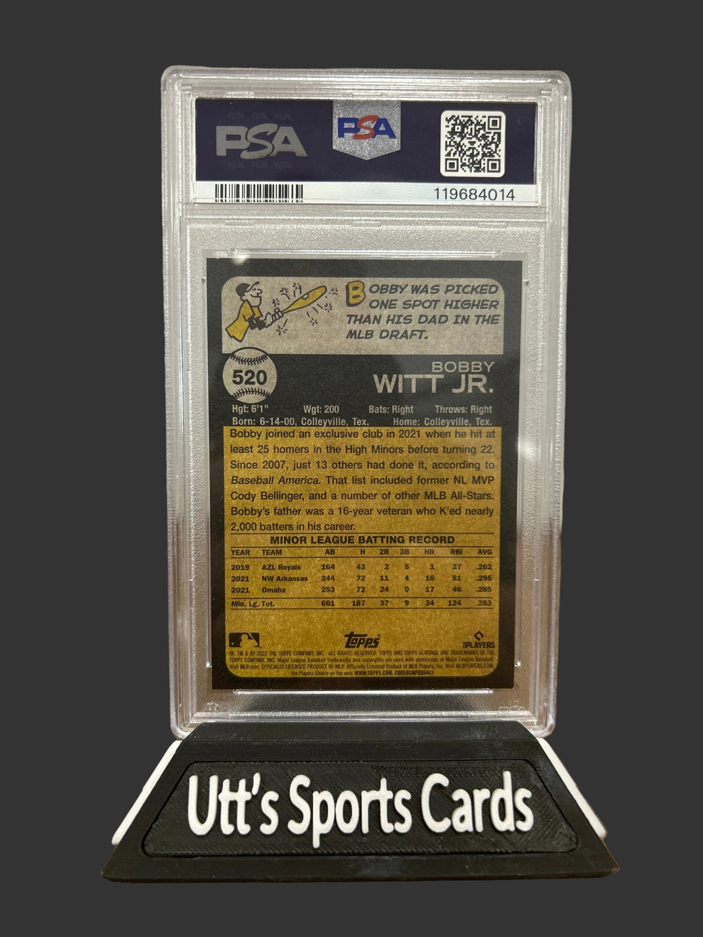 BOBBY WITT JR - 2022 Topps Heritage PSA 8 RC Kansas City Royals Rookie Card #520