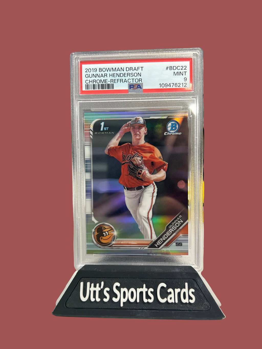 2019 Bowman Draft Chrome Refractor Gunnar Henderson #BDC-22 Rookie PSA 9 Orioles