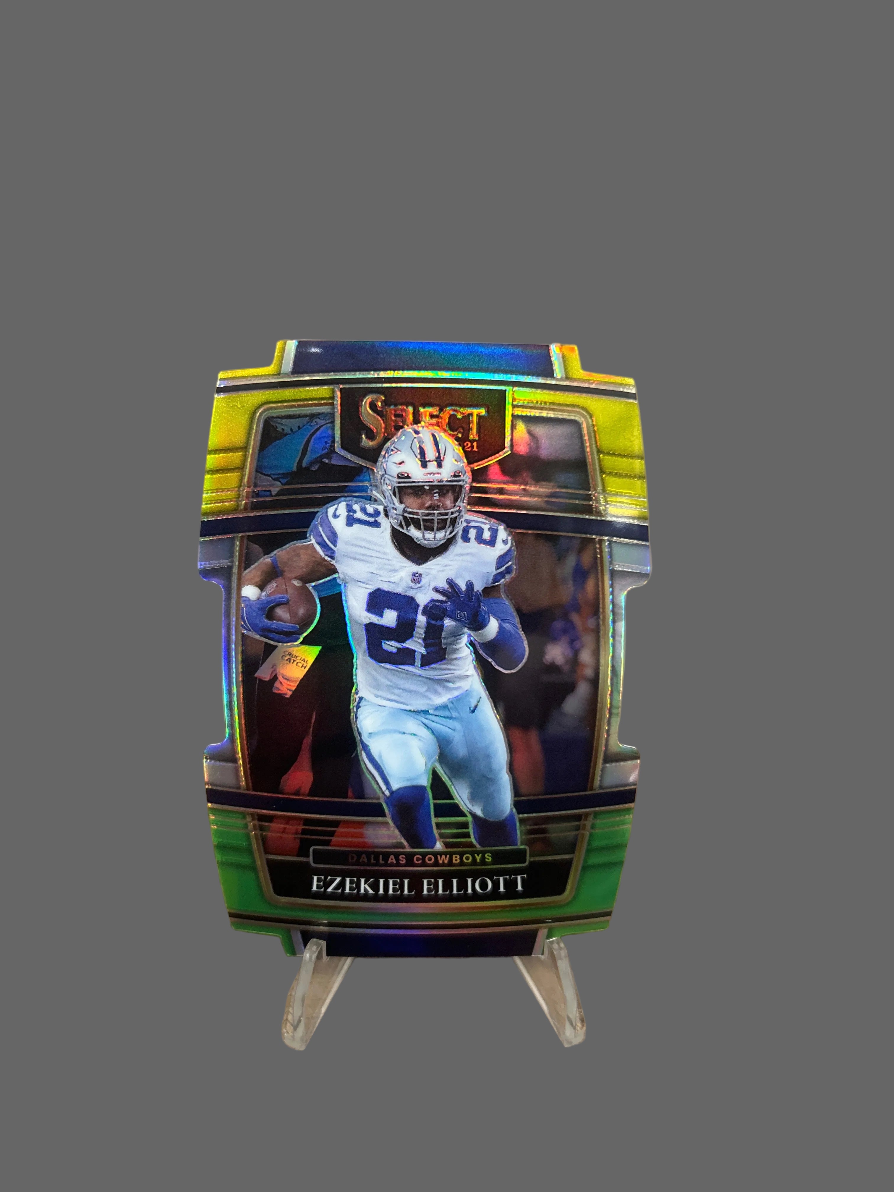 2021 Panini Select Ezekiel Elliott Yellow/Green Die-Cut  #11 Cowboys
