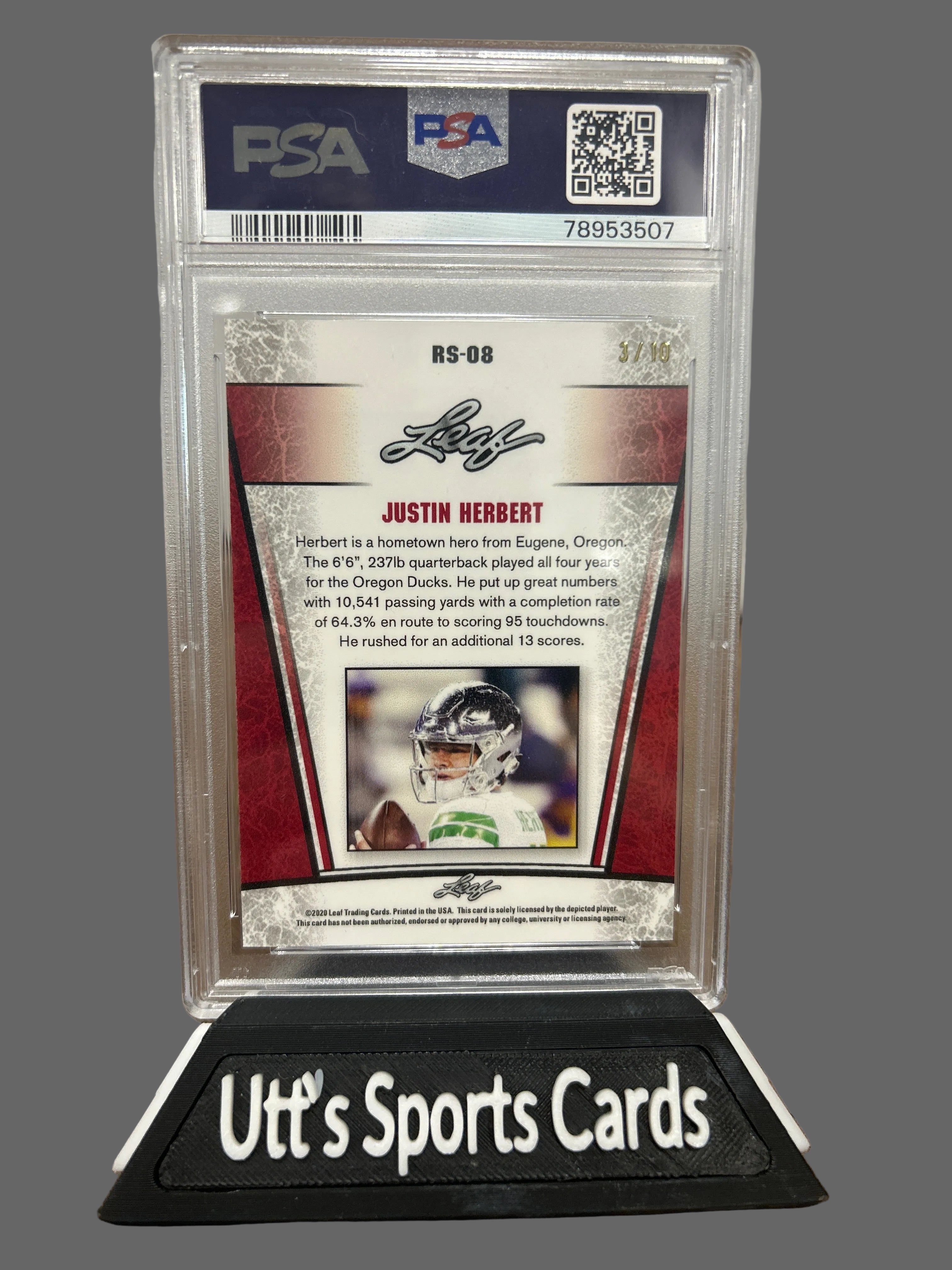2020 Leaf Metal S/R Rookie Silver- Pink Justin Herbert 3/10 PSA 10